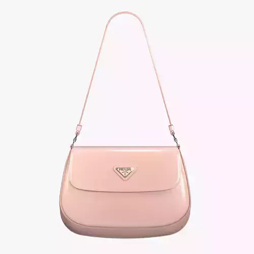 Prada Cleo brushed leather shoulder bag with flap Orchid Pink 3D model