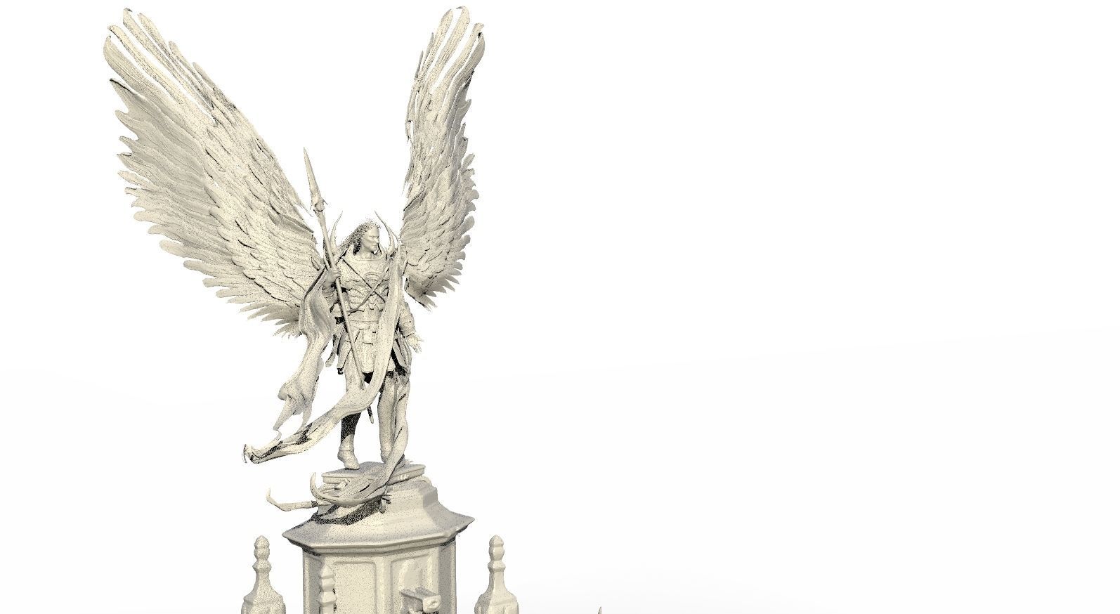 Baroque fountain angel statue 3D model_3
