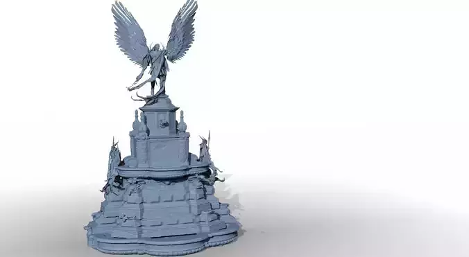 Baroque fountain angel statue 3D model