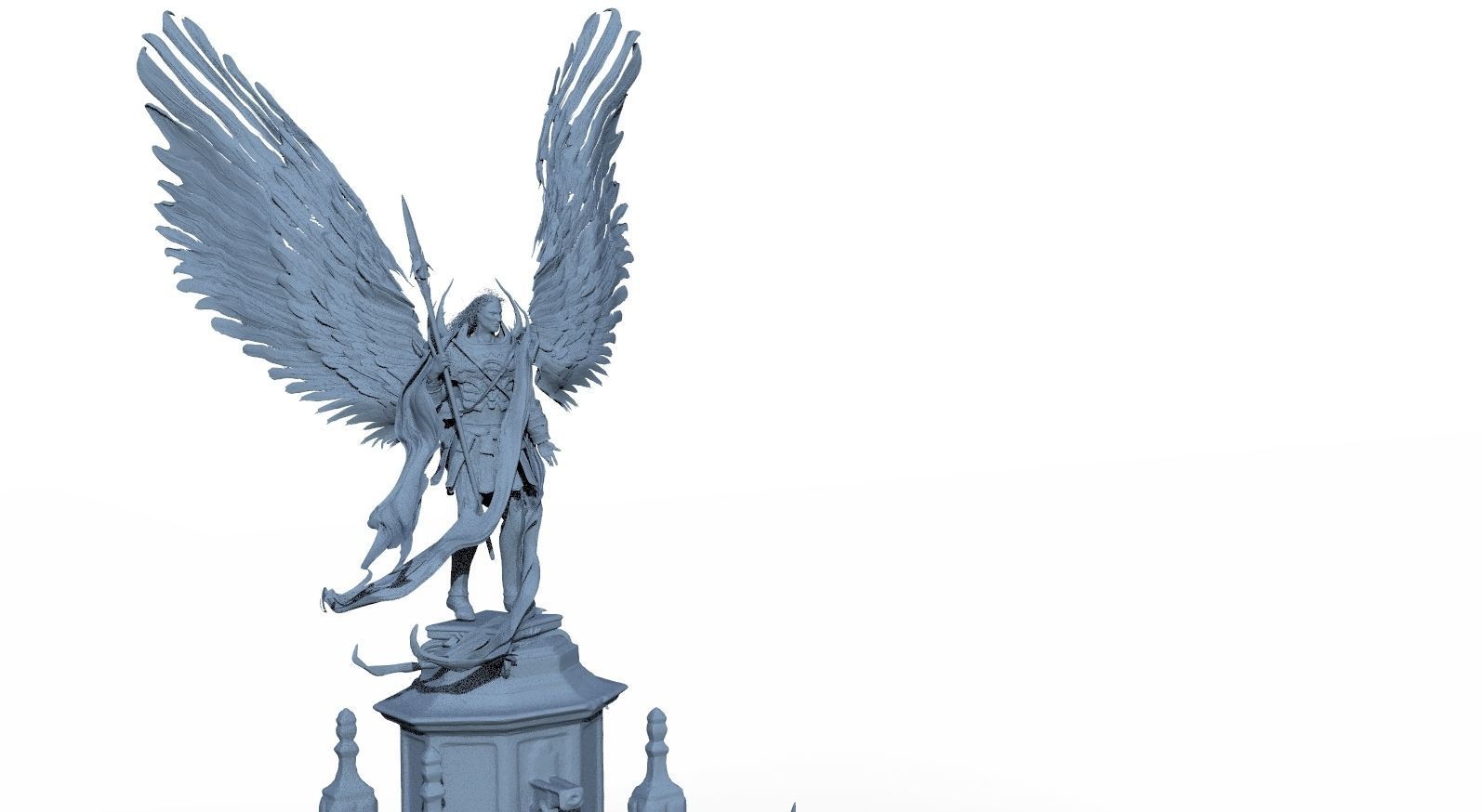 Baroque fountain angel statue 3D model_2