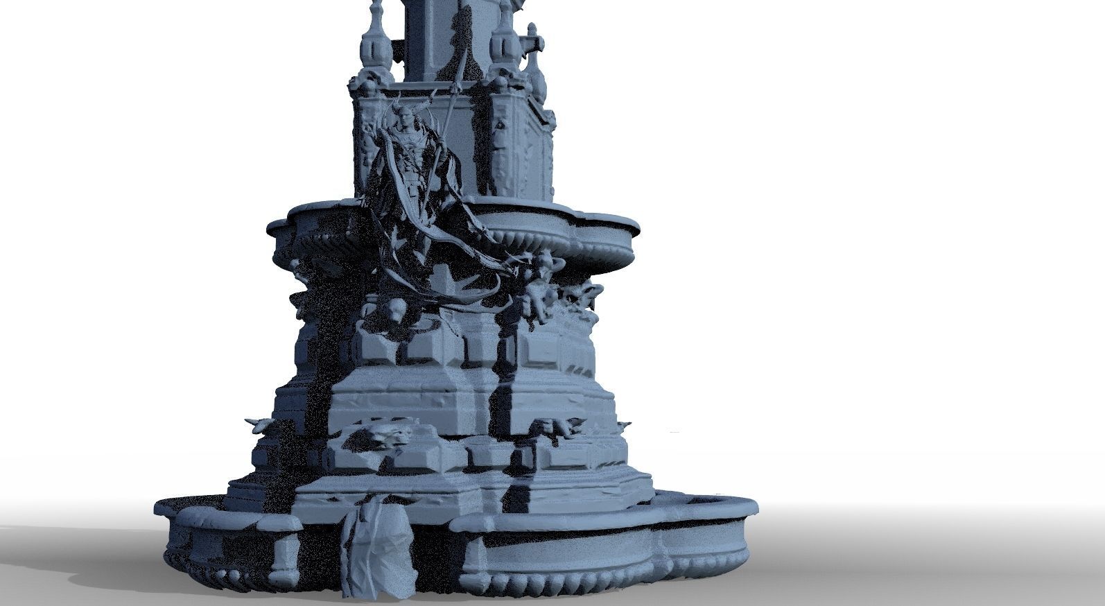 Baroque fountain angel statue 3D model_1