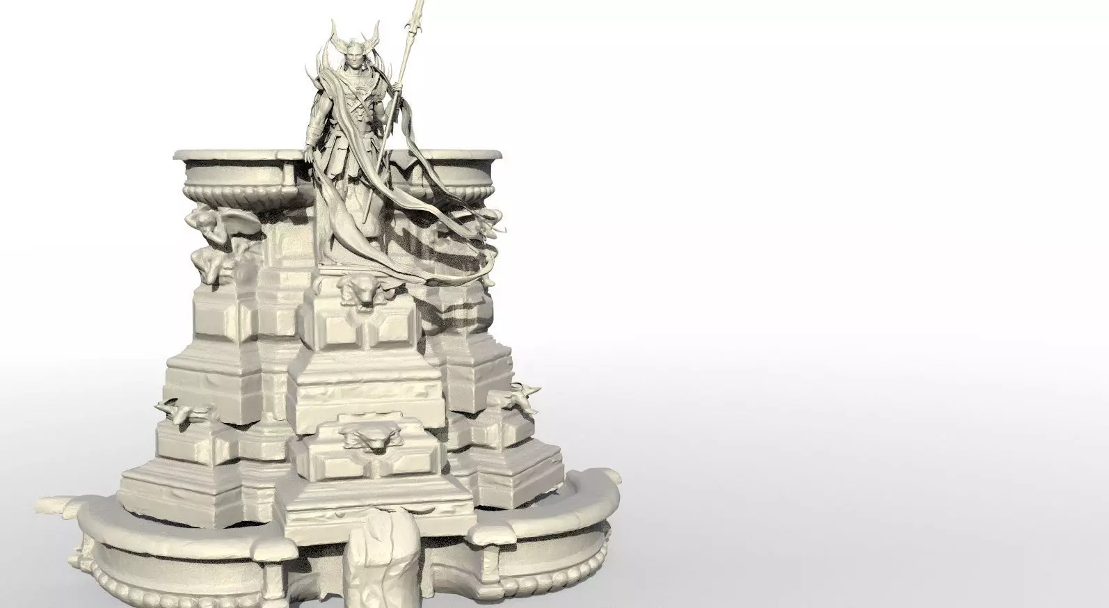 Fallen Angel fountain baroque detail 3D model_0