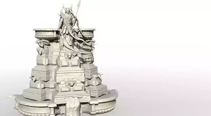 Fallen Angel fountain baroque detail 3D model
