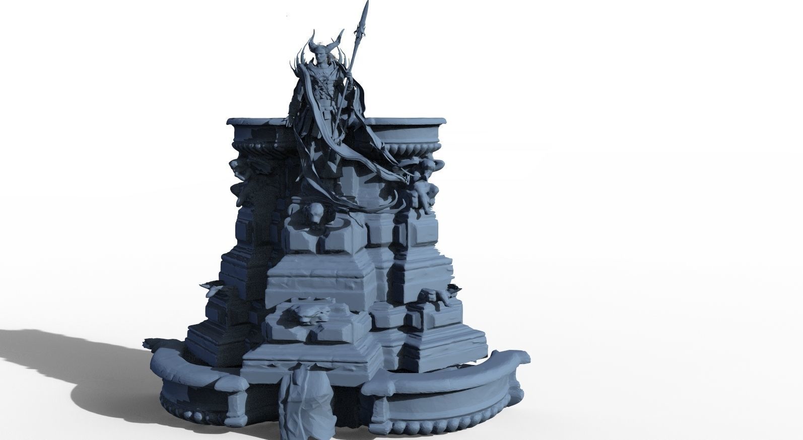 Fallen Angel fountain baroque detail 3D model_1