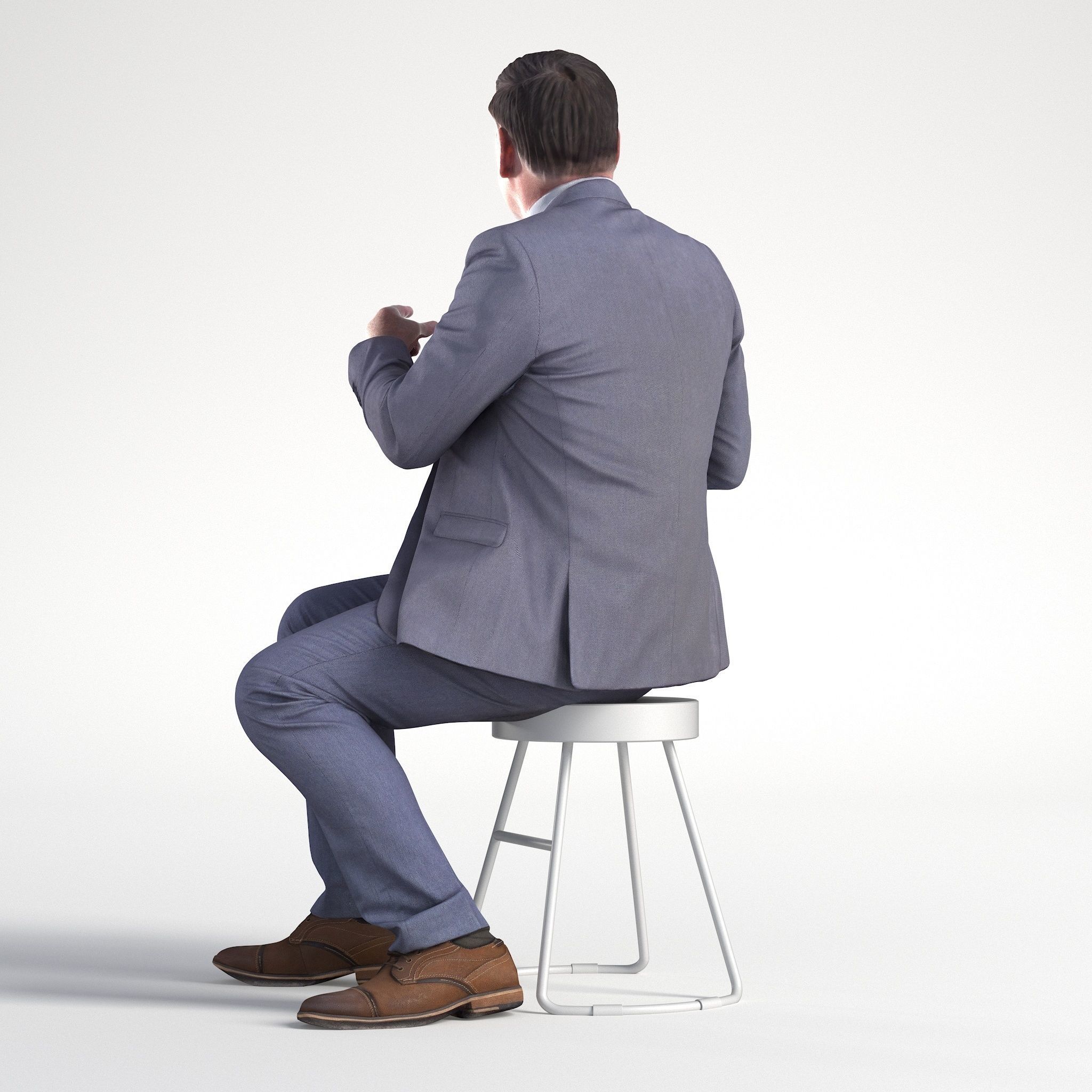 Man Business Suit Sitting Restaurant Low poly Mark 1841 3D model_5