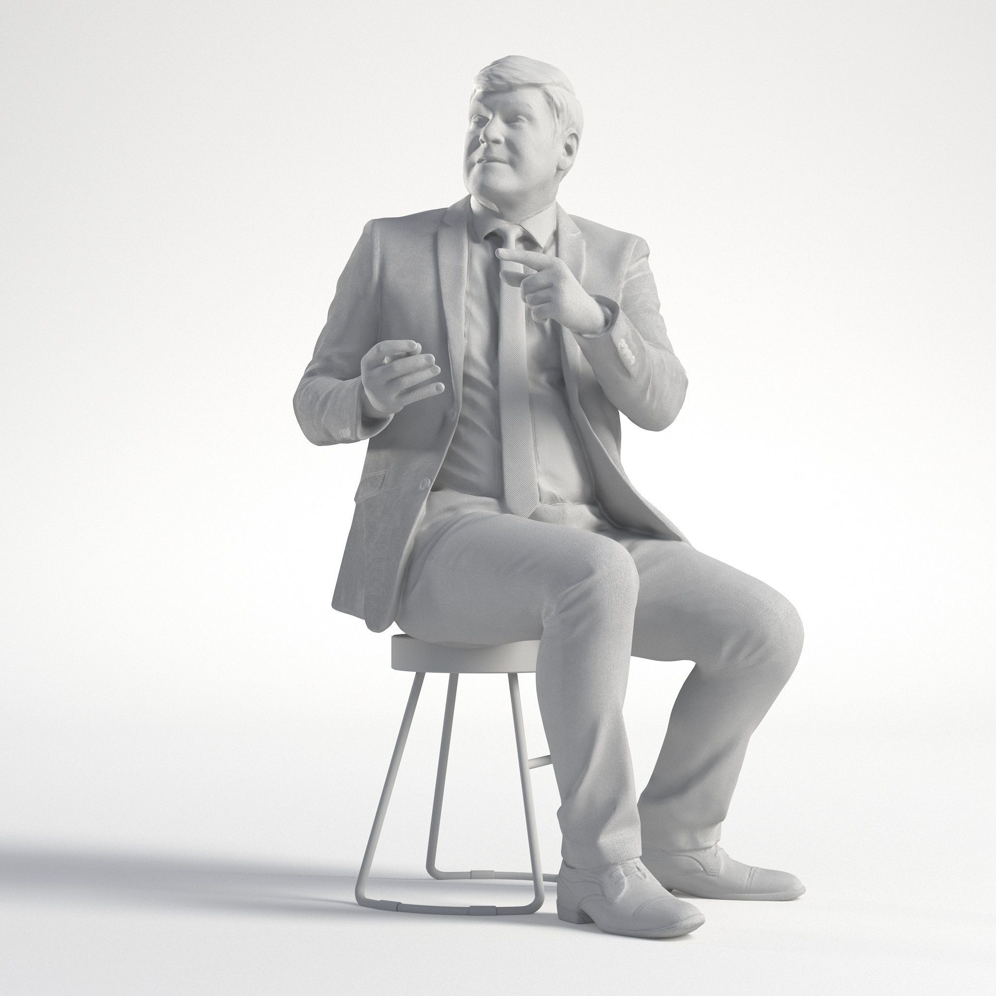 Man Business Suit Sitting Restaurant Low poly Mark 1841 3D model_8