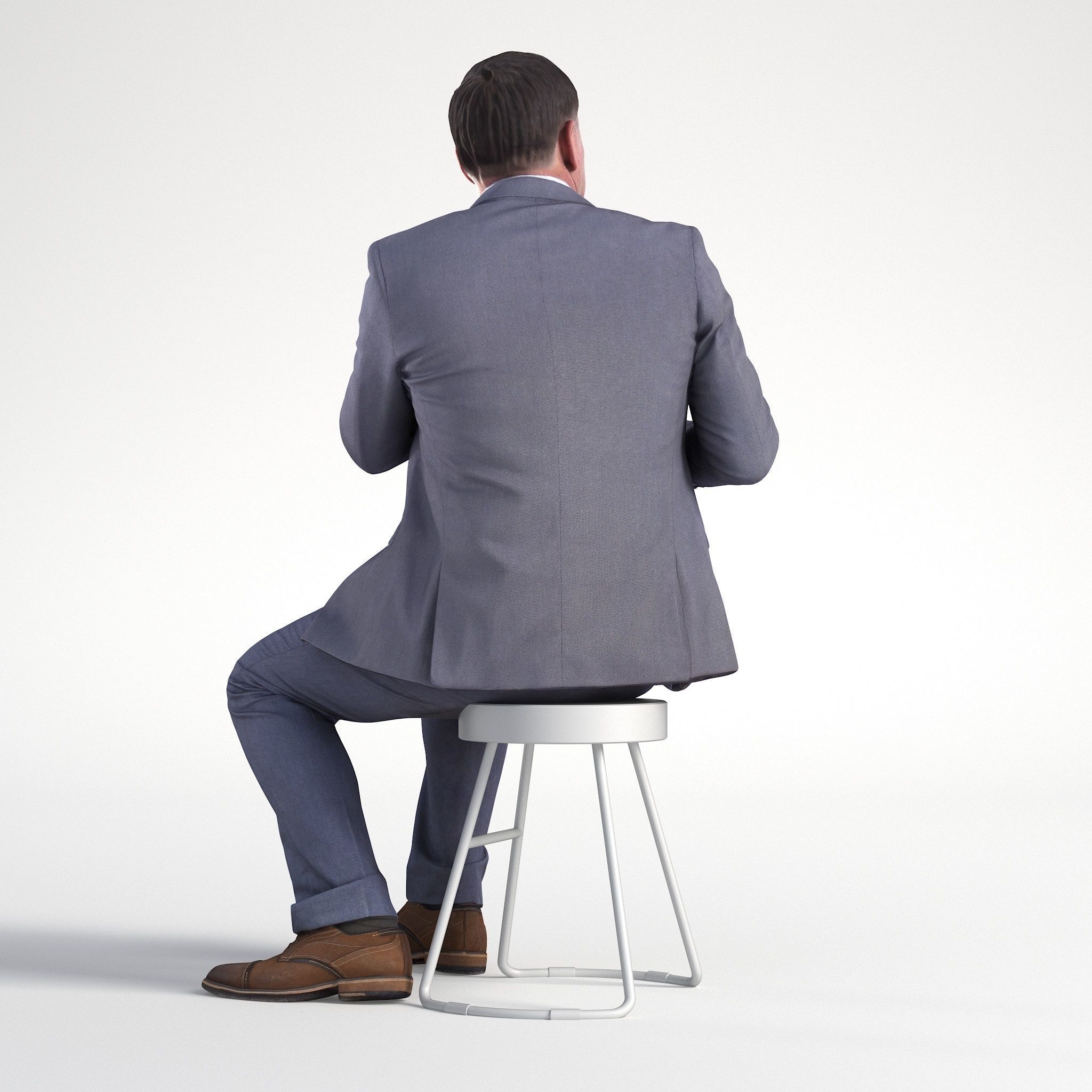 Man Business Suit Sitting Restaurant Low poly Mark 1841 3D model_4