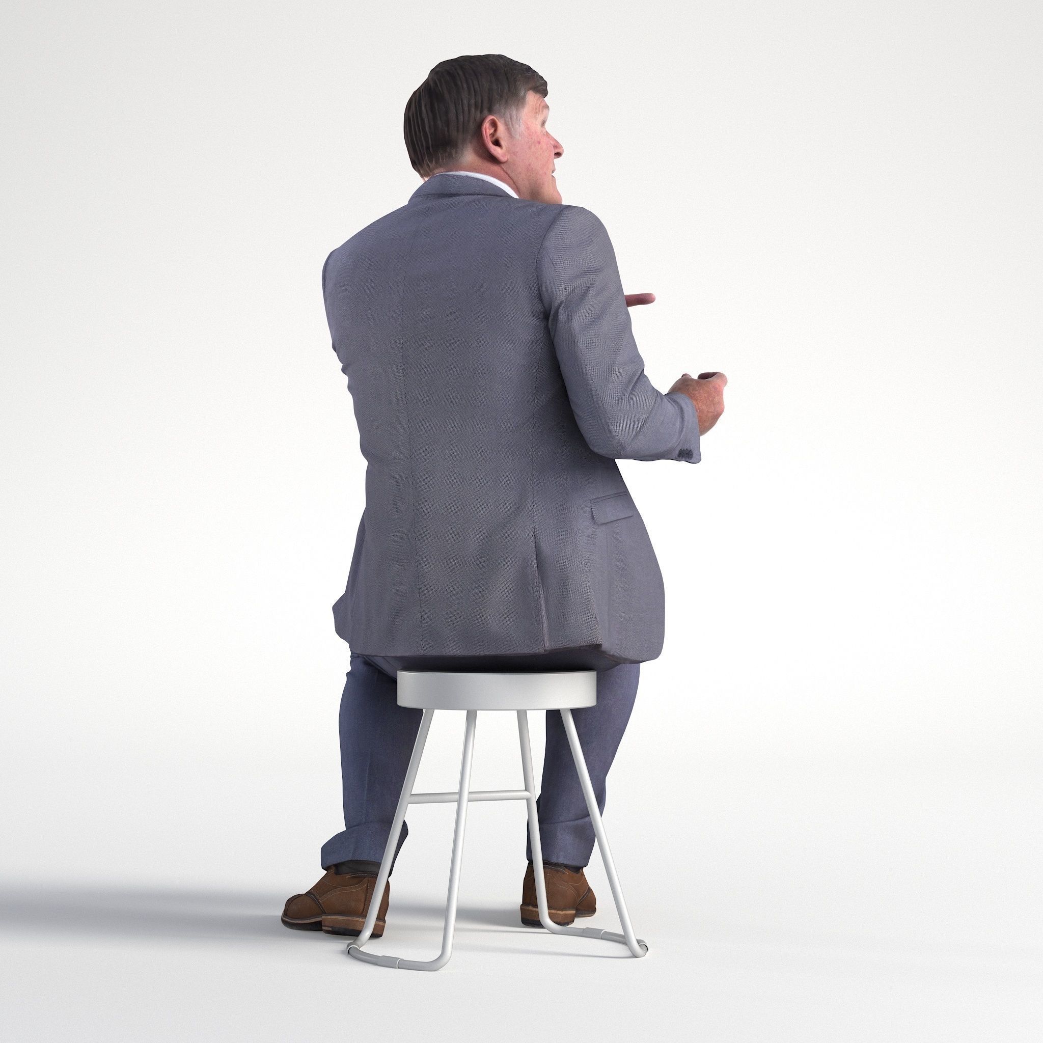 Man Business Suit Sitting Restaurant Low poly Mark 1841 3D model_3