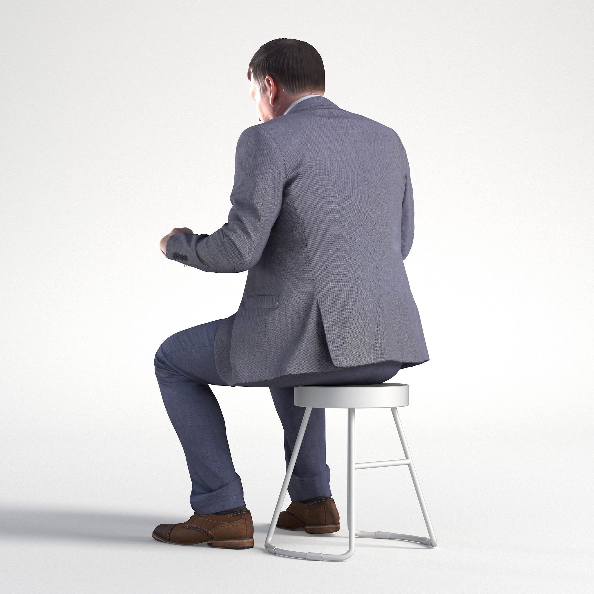 Man Business Suit Sitting Restaurant Low poly Mark 1842 3D model_5