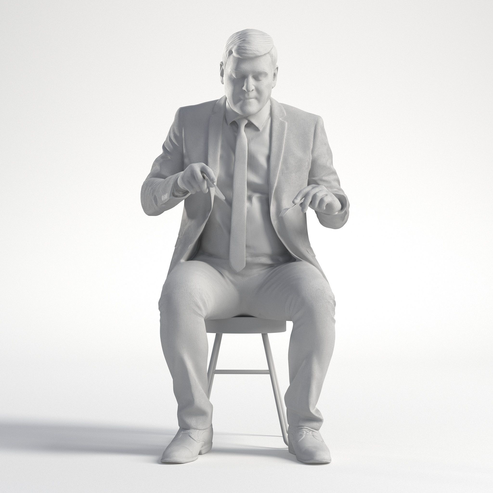 Man Business Suit Sitting Restaurant Low poly Mark 1842 3D model_8