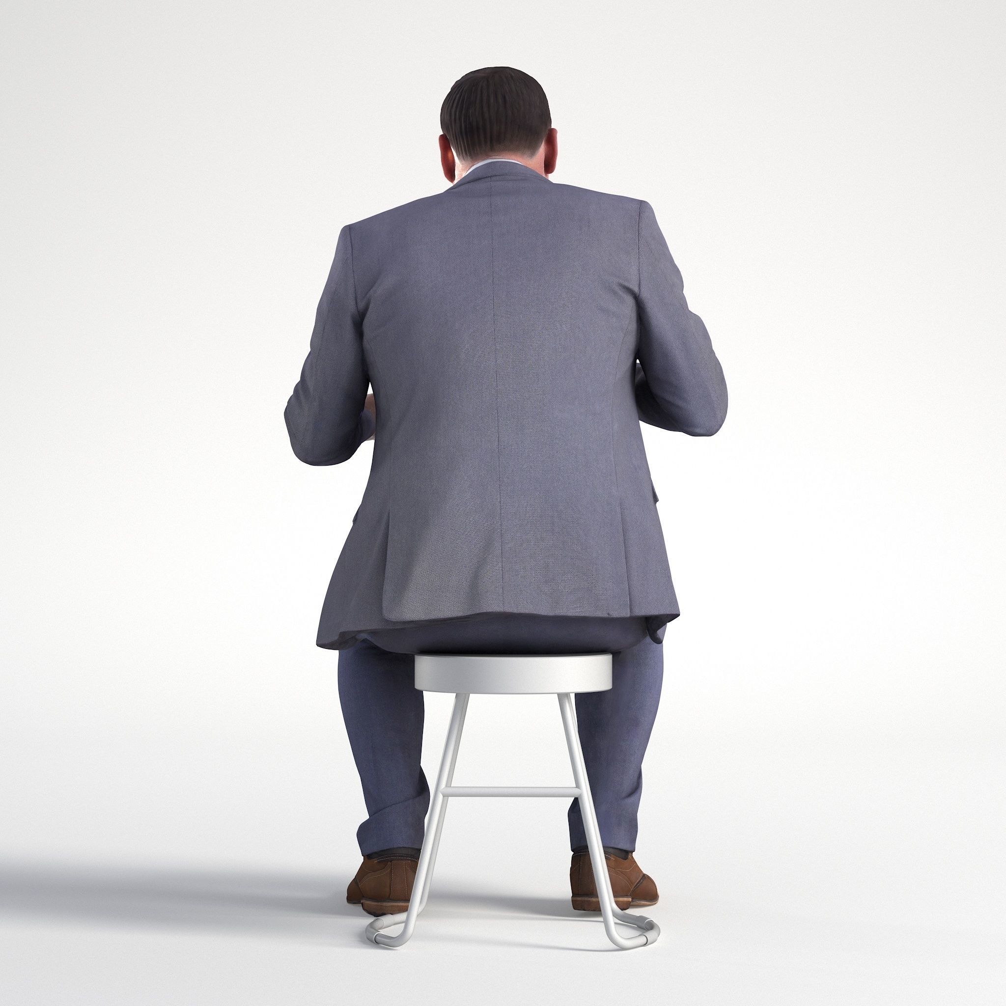 Man Business Suit Sitting Restaurant Low poly Mark 1842 3D model_4