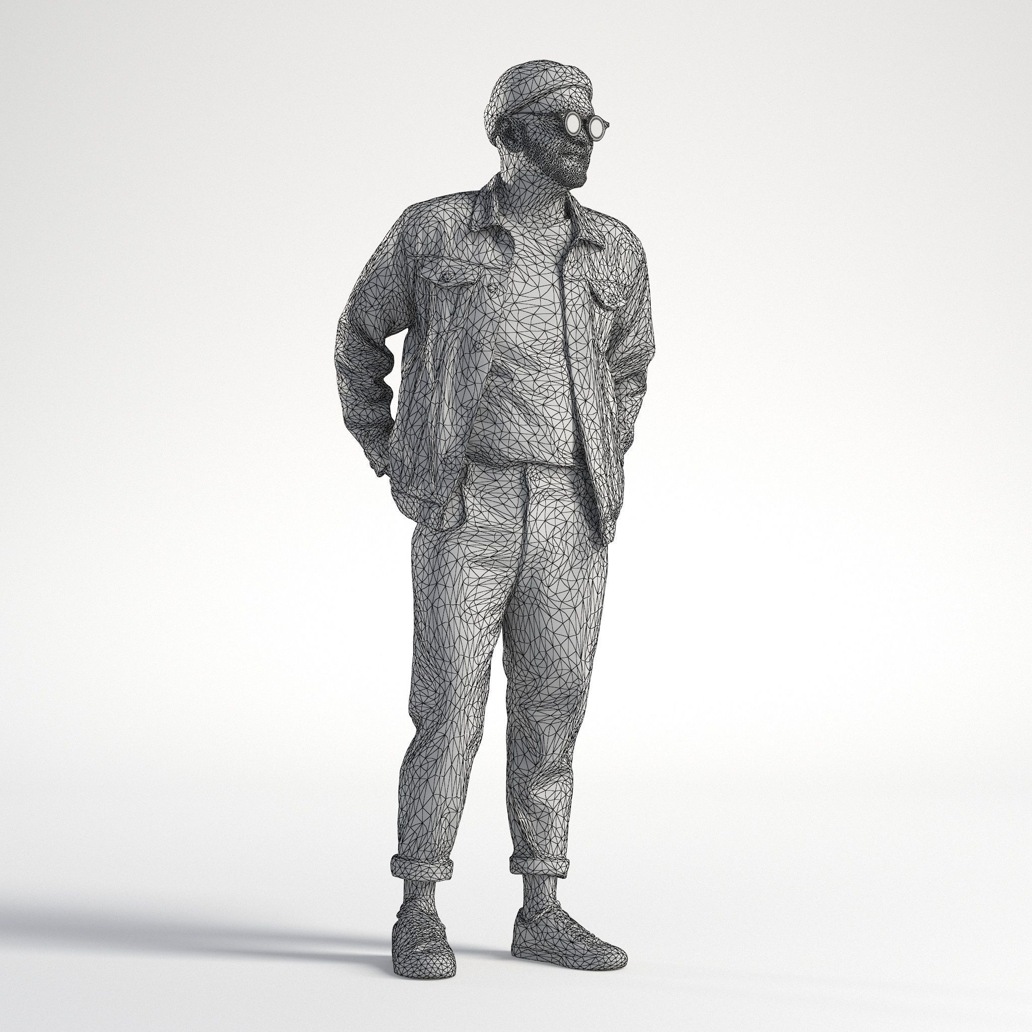 Man Casual Outfit Standing Low poly Nikhiel 1764 3D model_9