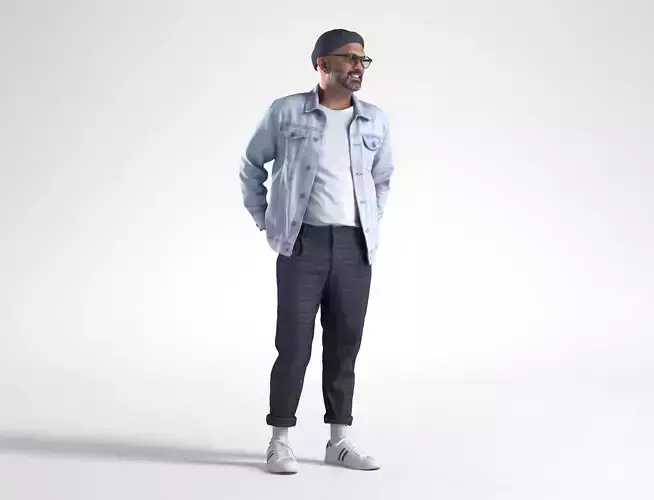 Man Casual Outfit Standing Low poly Nikhiel 1764