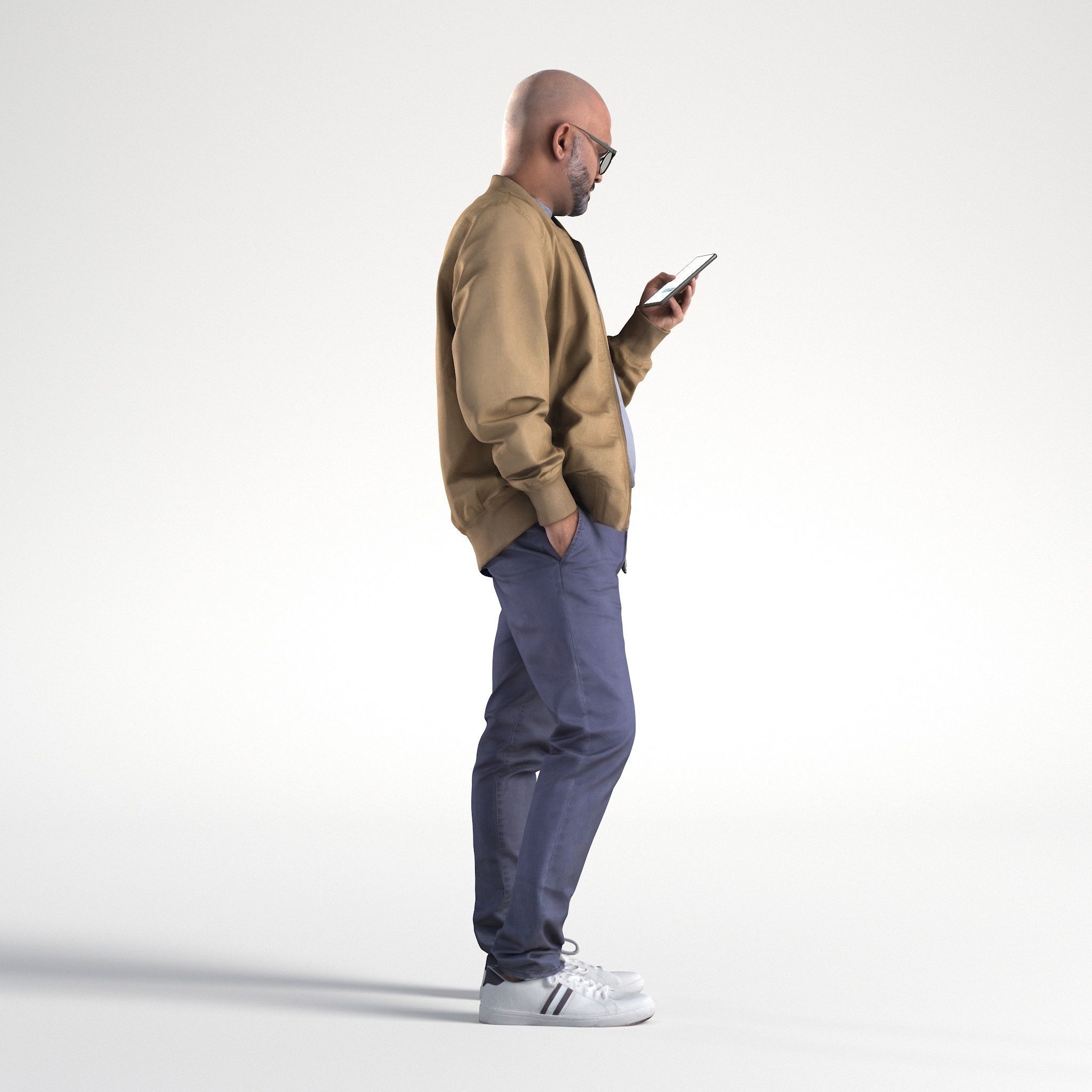 Man Casual Outfit Standing with Phone Low poly Nikhiel 1776 3D model_1