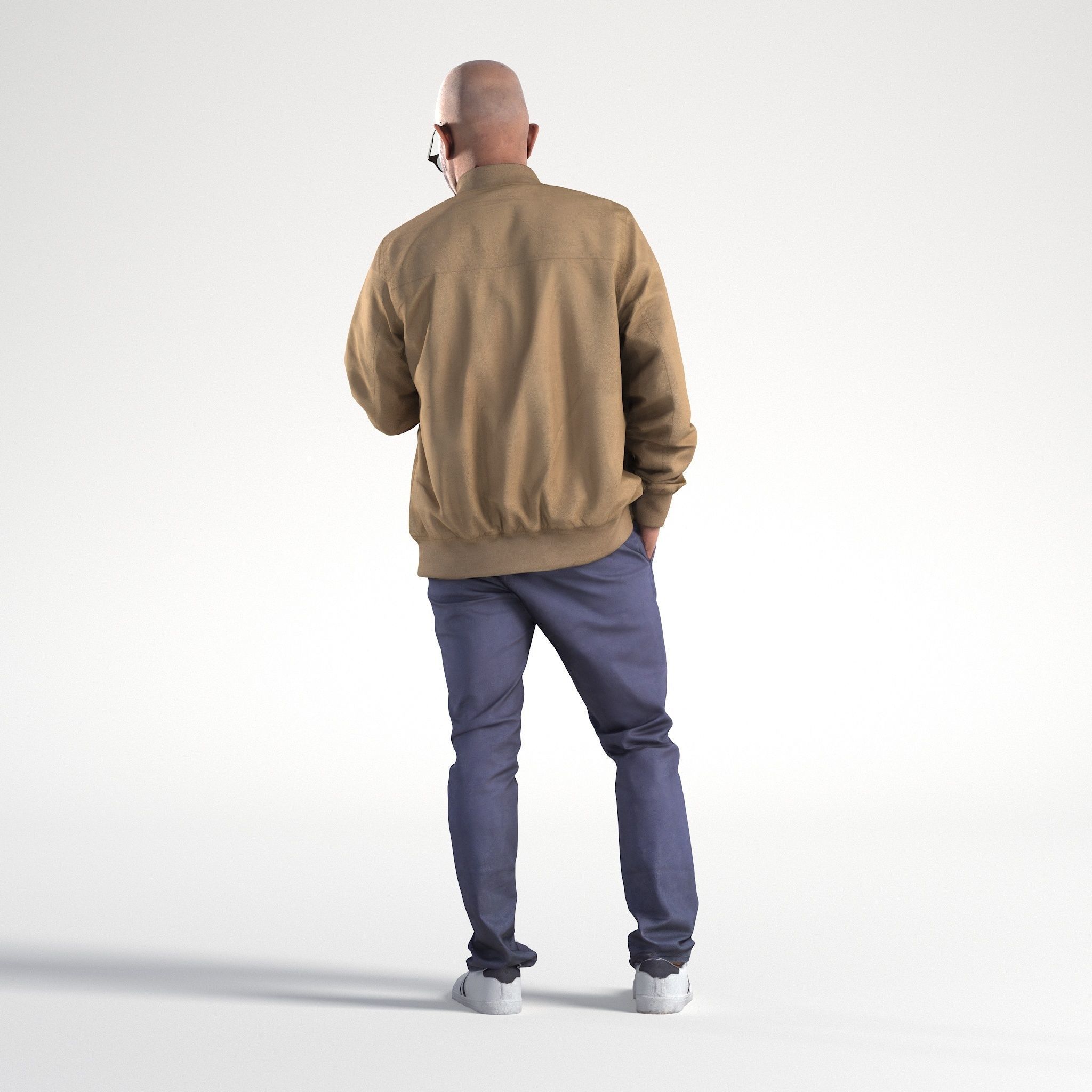 Man Casual Outfit Standing with Phone Low poly Nikhiel 1776 3D model_3