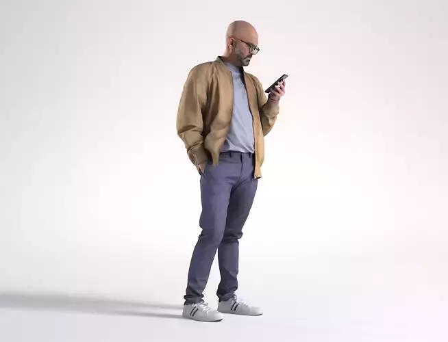 Man Casual Outfit Standing with Phone Low poly Nikhiel 1776 3D model