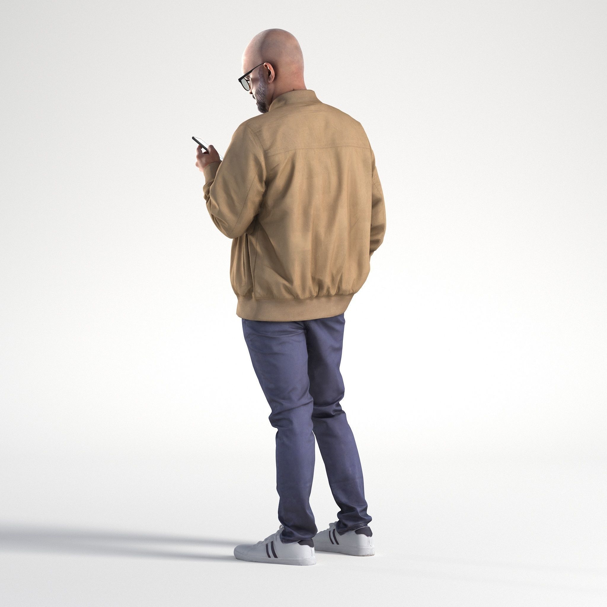 Man Casual Outfit Standing with Phone Low poly Nikhiel 1776 3D model_4