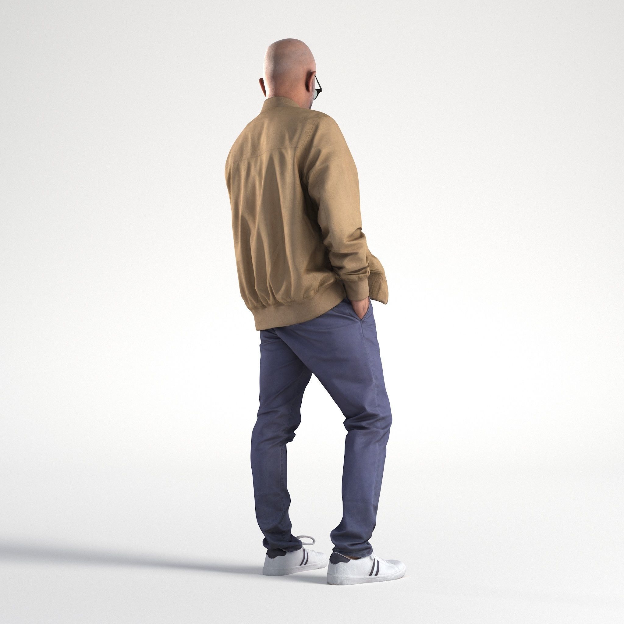 Man Casual Outfit Standing with Phone Low poly Nikhiel 1776 3D model_2
