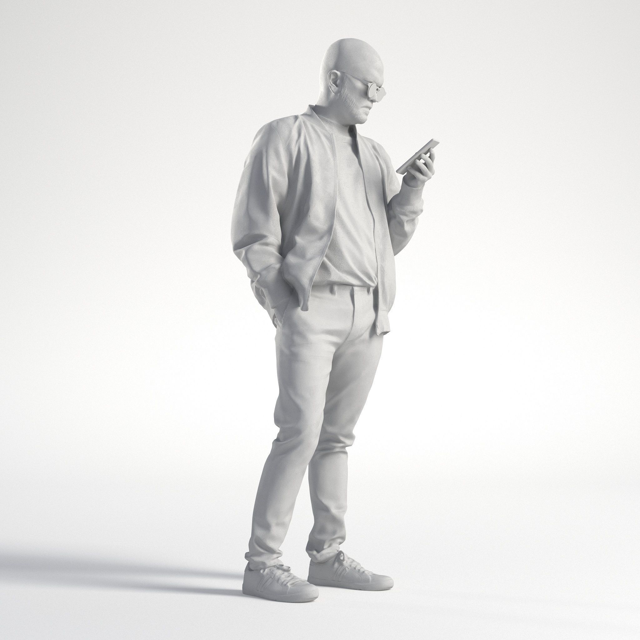 Man Casual Outfit Standing with Phone Low poly Nikhiel 1776 3D model_8
