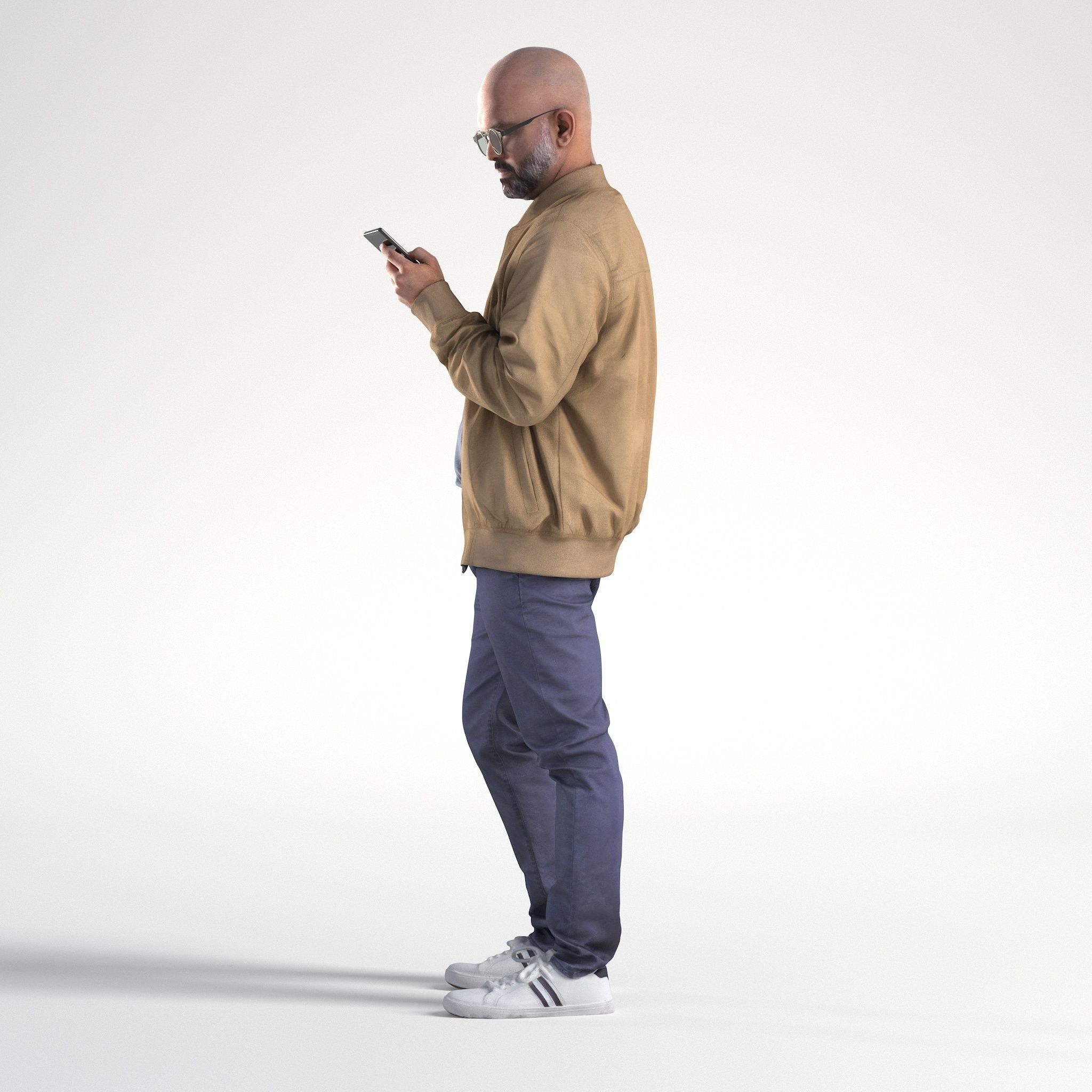 Man Casual Outfit Standing with Phone Low poly Nikhiel 1776 3D model_5
