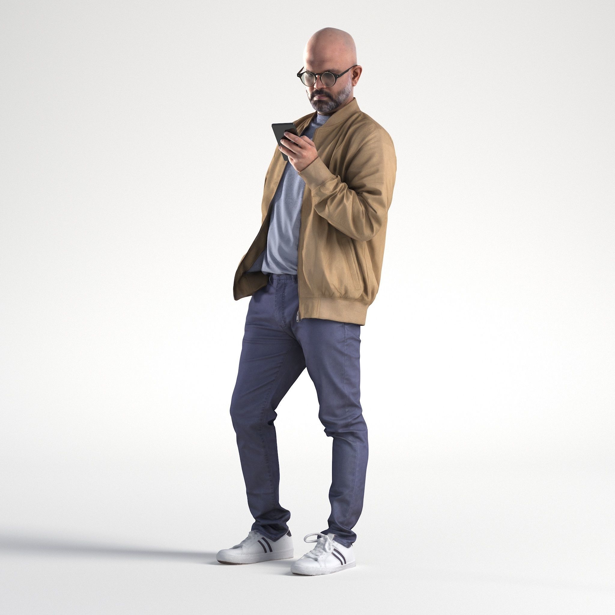 Man Casual Outfit Standing with Phone Low poly Nikhiel 1776 3D model_6