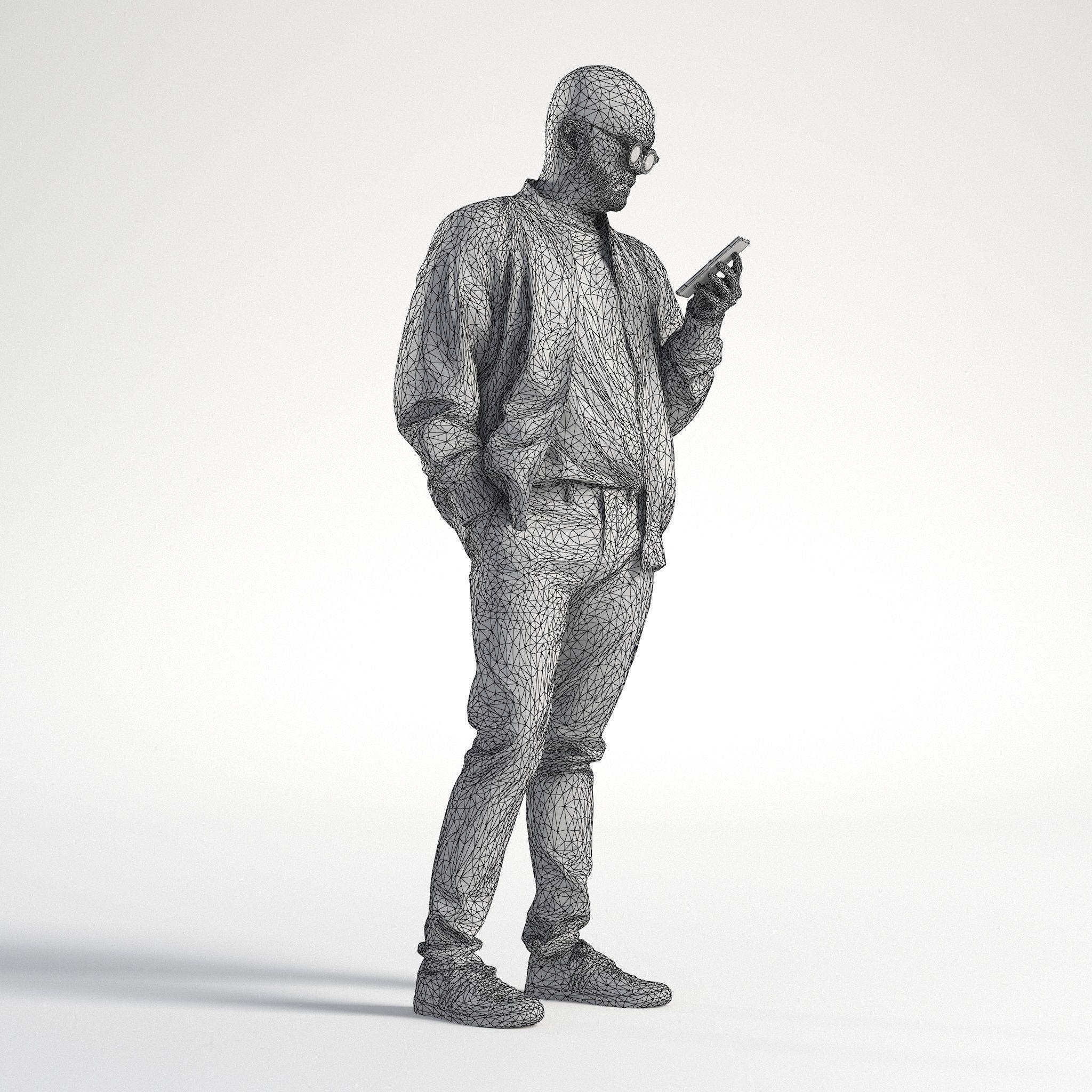 Man Casual Outfit Standing with Phone Low poly Nikhiel 1776 3D model_9