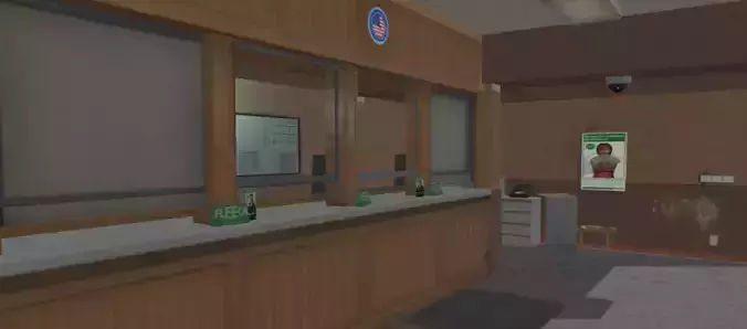 Bank 3D model low poly front desk in video game
