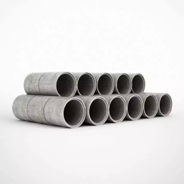 Grey Concrete Pipes 3D model_0