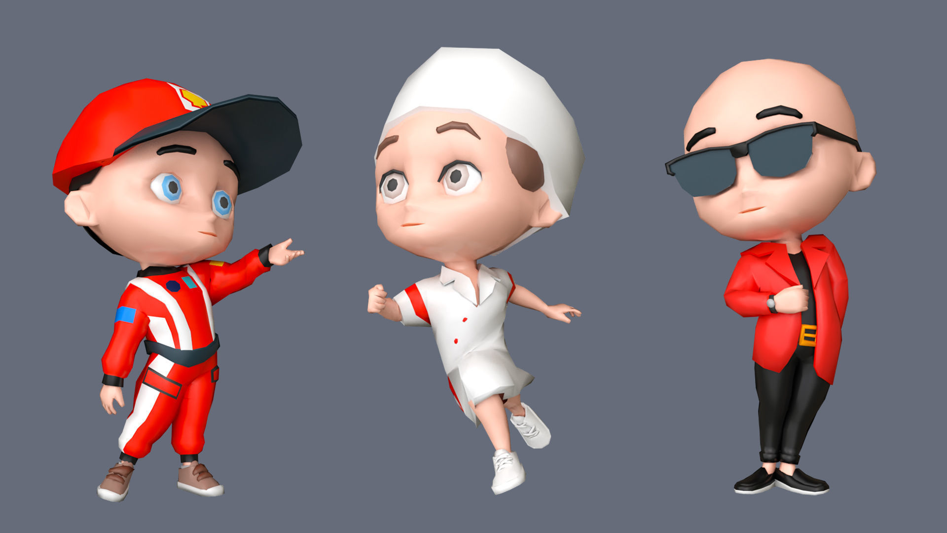Kids Characters Low-poly 3D model_20