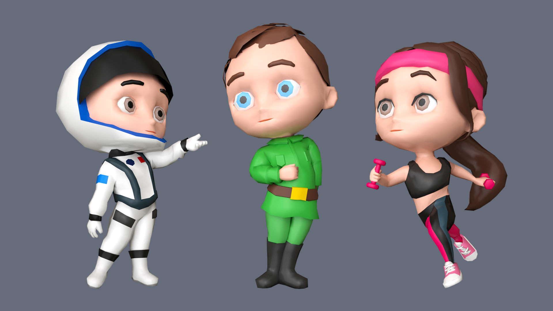 Kids Characters Low-poly 3D model_23