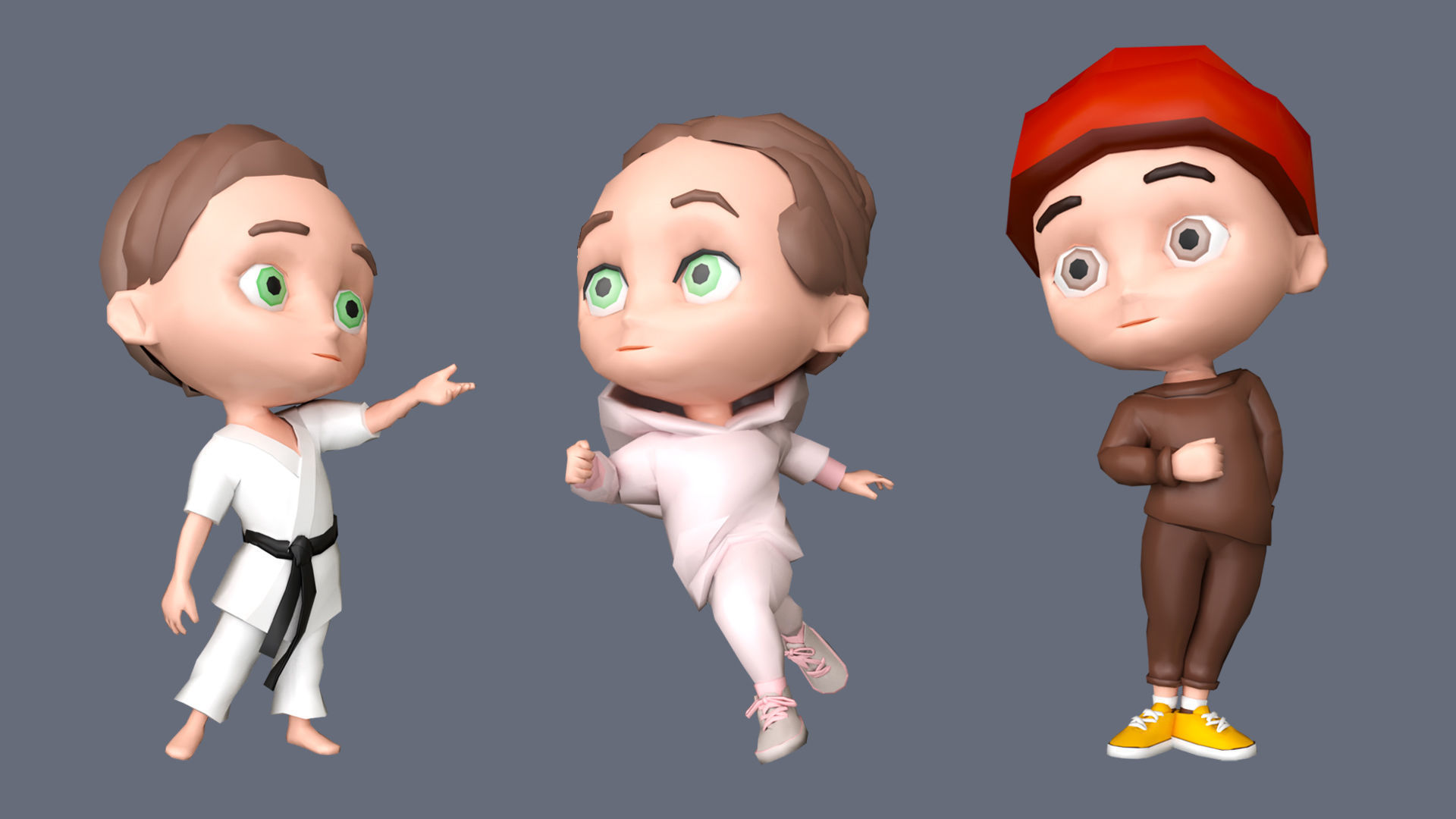 Kids Characters Low-poly 3D model_15