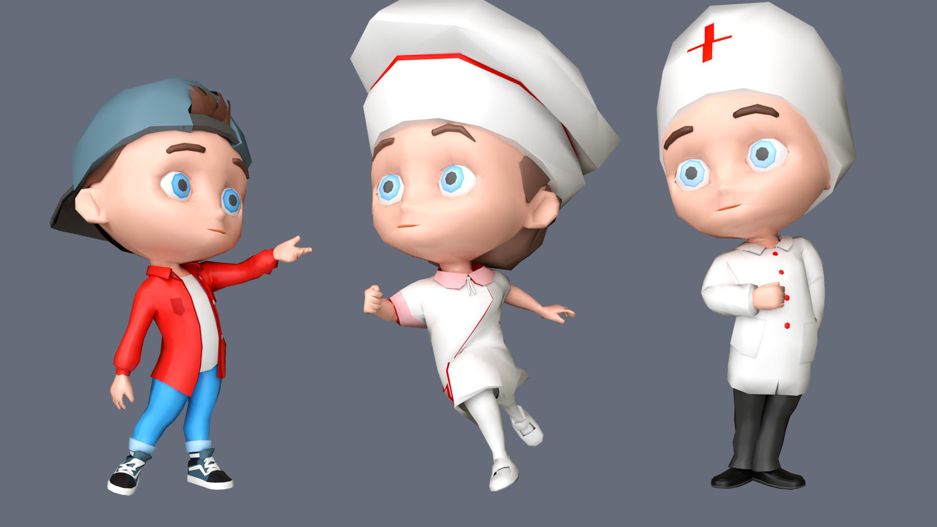 Kids Characters Low-poly 3D model_22