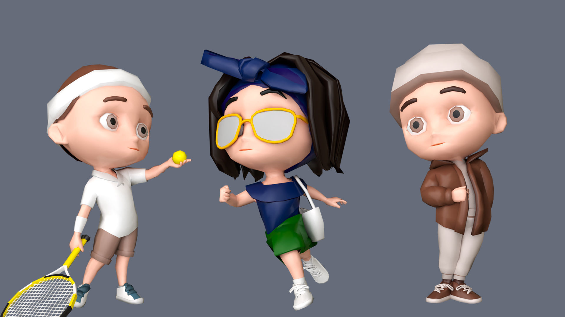 Kids Characters Low-poly 3D model_17
