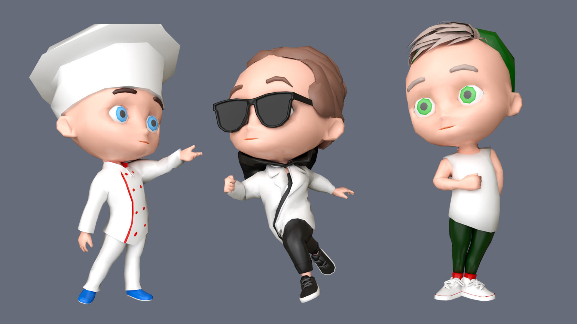 Kids Characters Low-poly 3D model_14