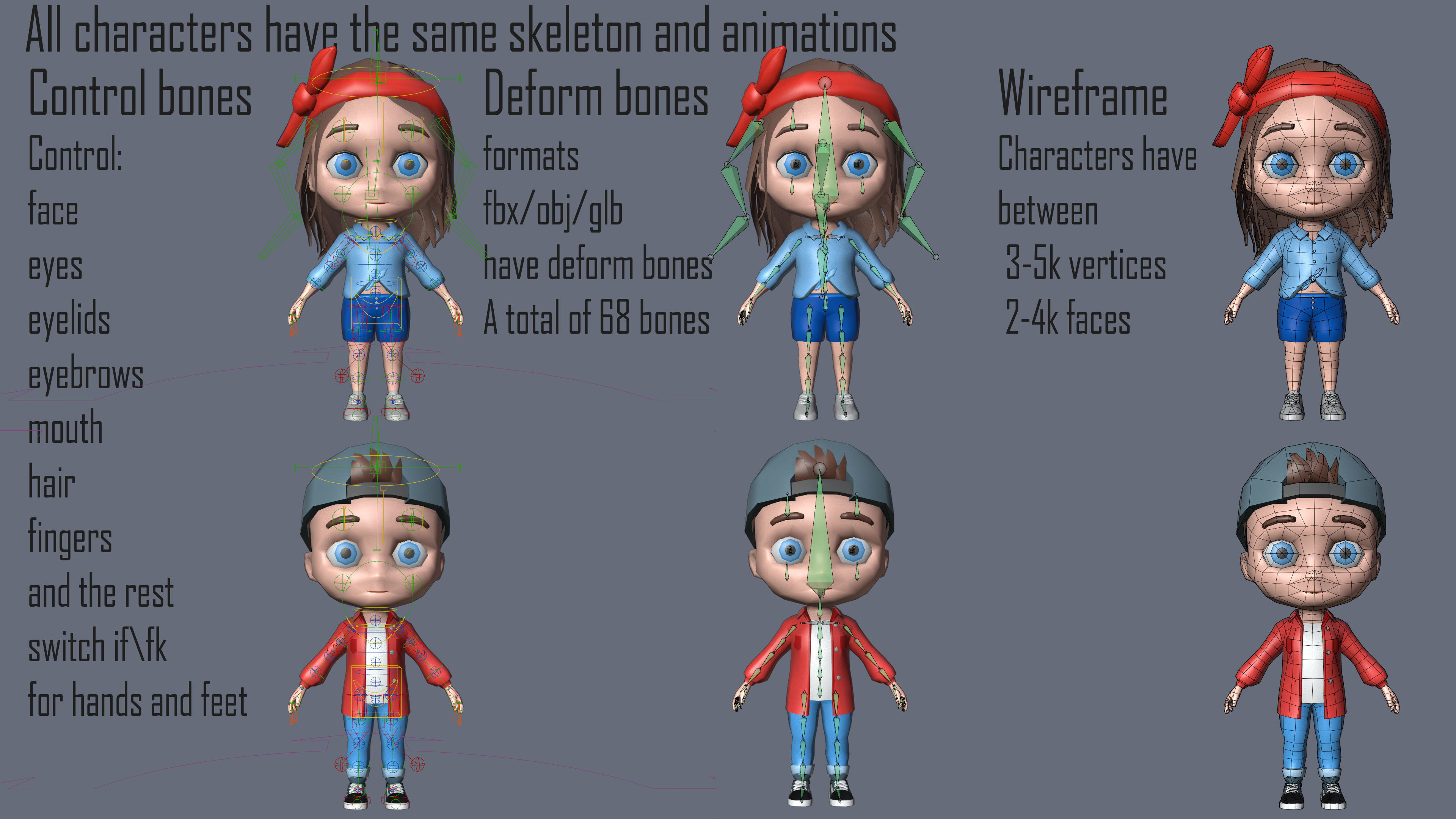 Kids Characters Low-poly 3D model_24