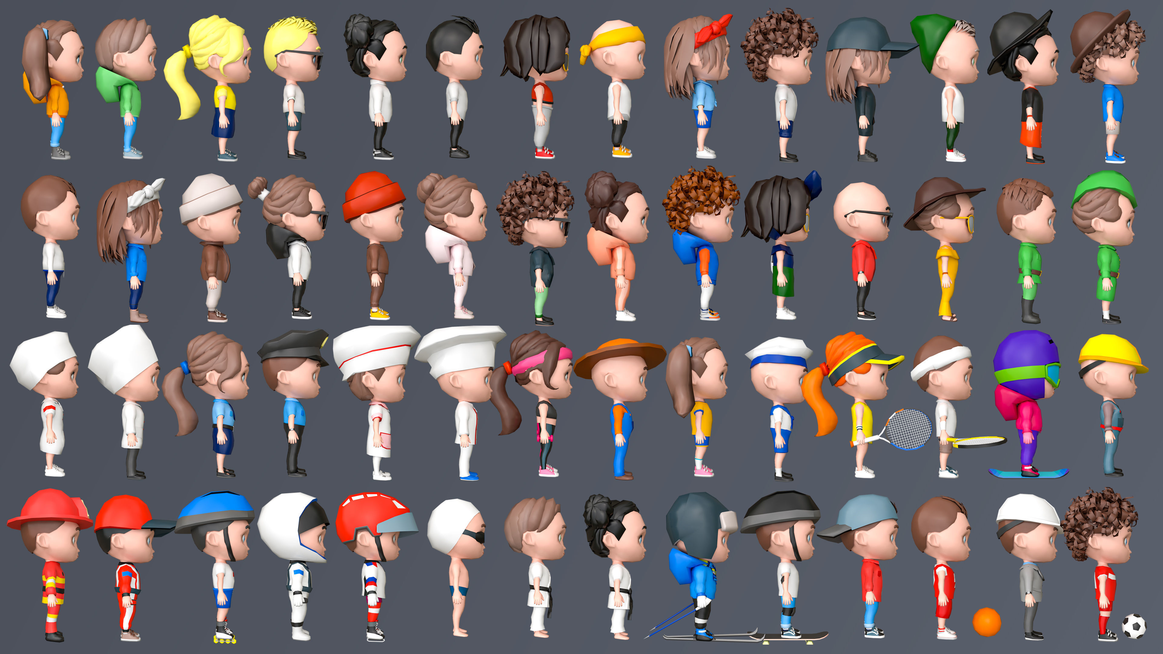 Kids Characters Low-poly 3D model_4