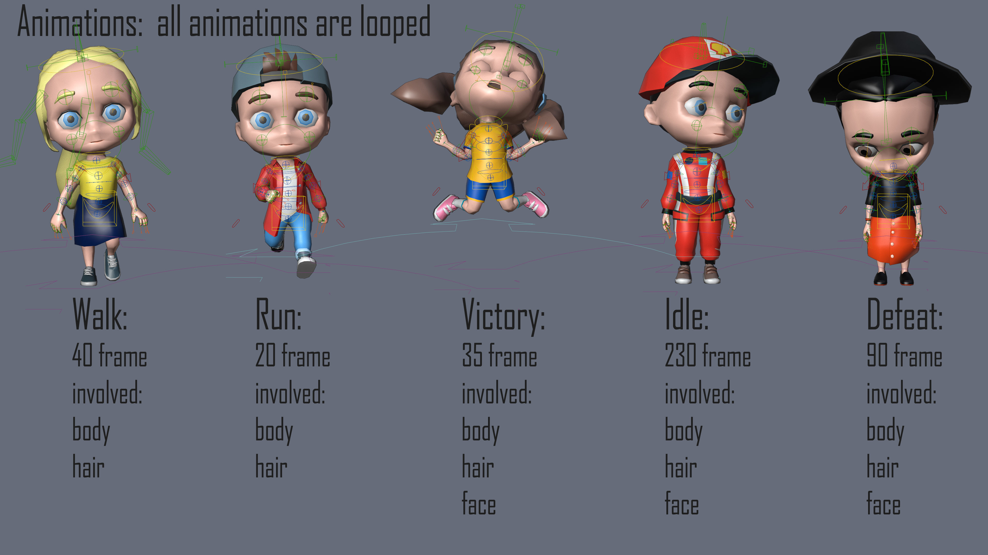 Kids Characters Low-poly 3D model_26