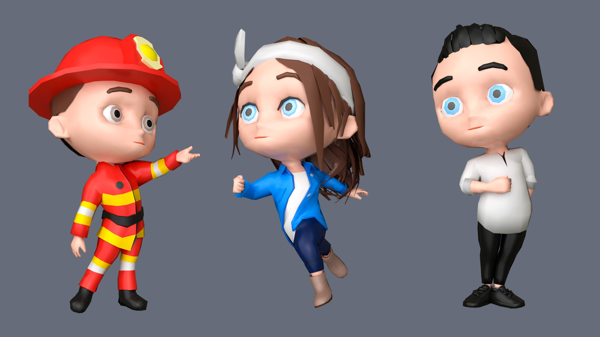 Kids Characters Low-poly 3D model_12