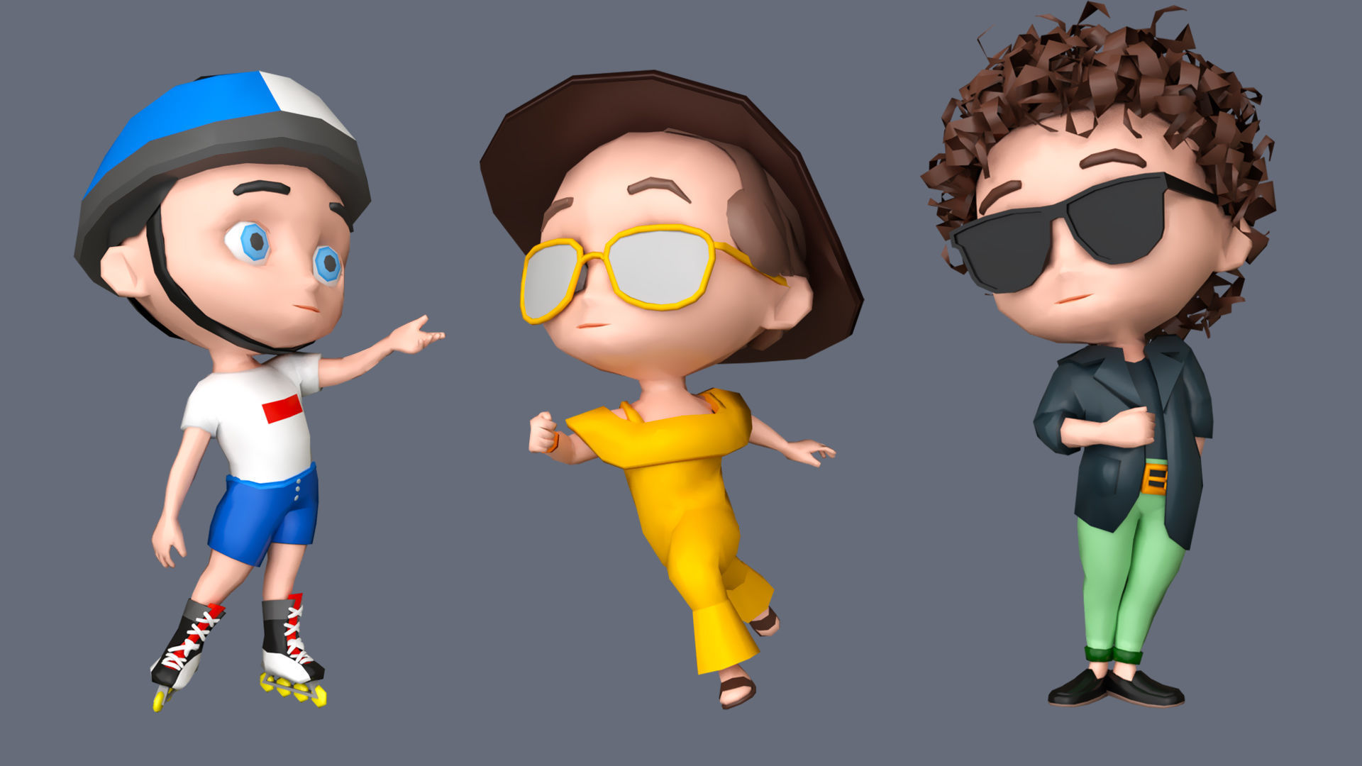Kids Characters Low-poly 3D model_18