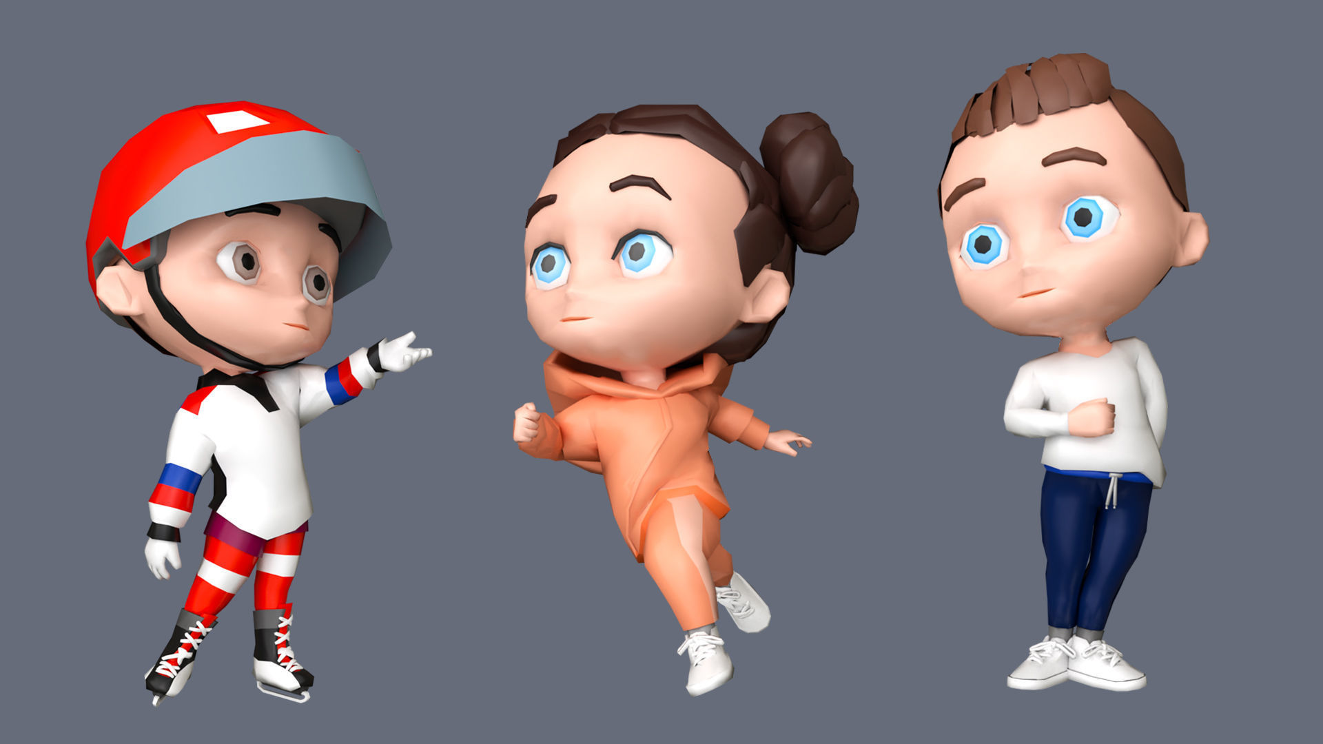 Kids Characters Low-poly 3D model_16