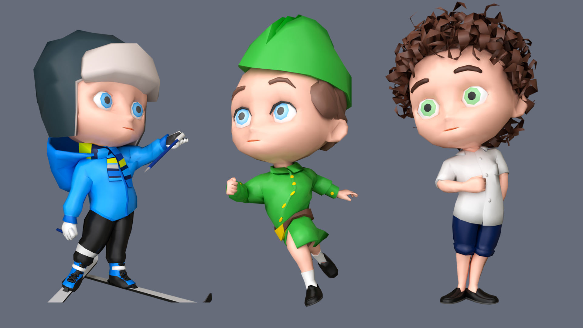 Kids Characters Low-poly 3D model_19