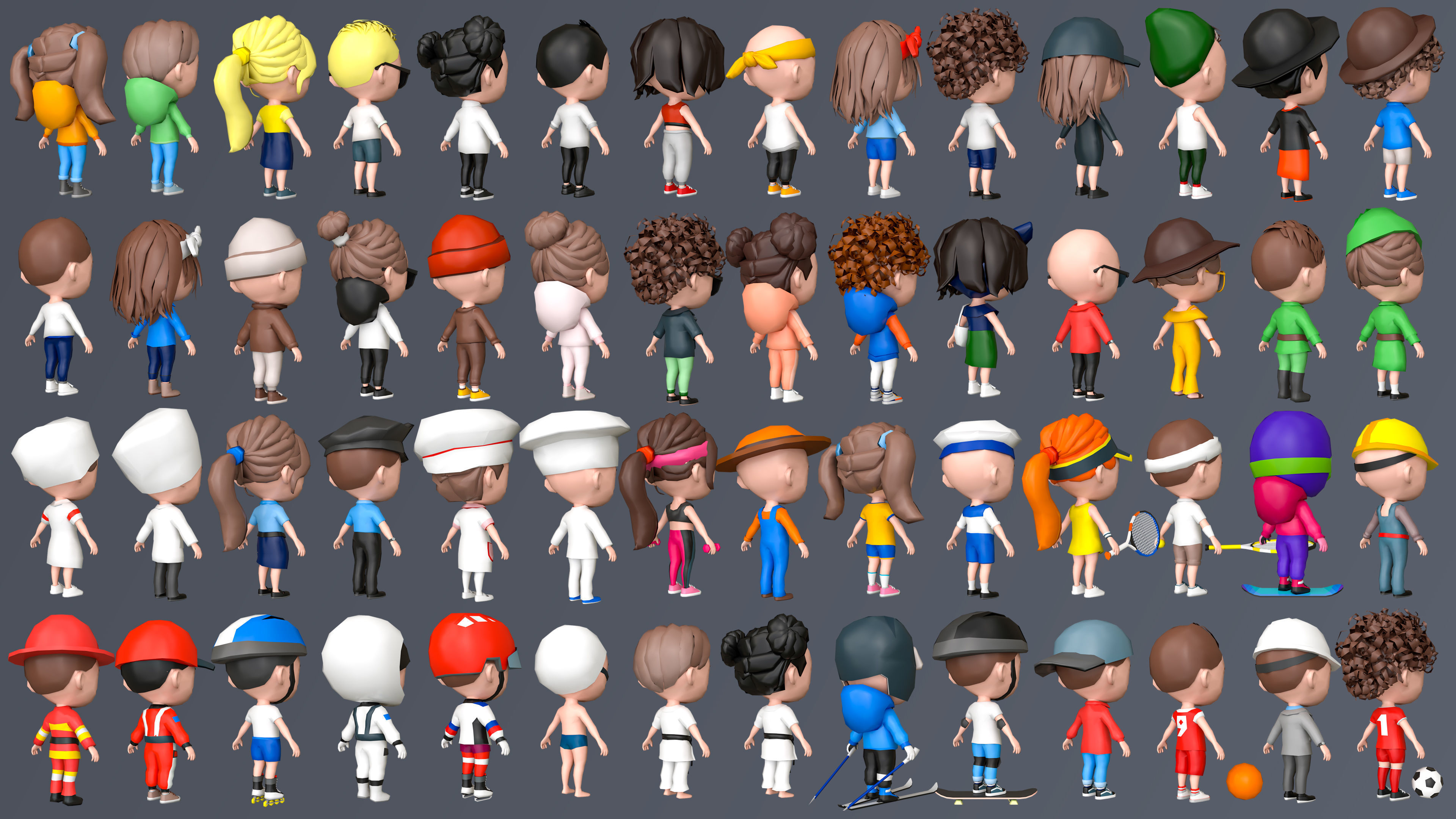 Kids Characters Low-poly 3D model_5