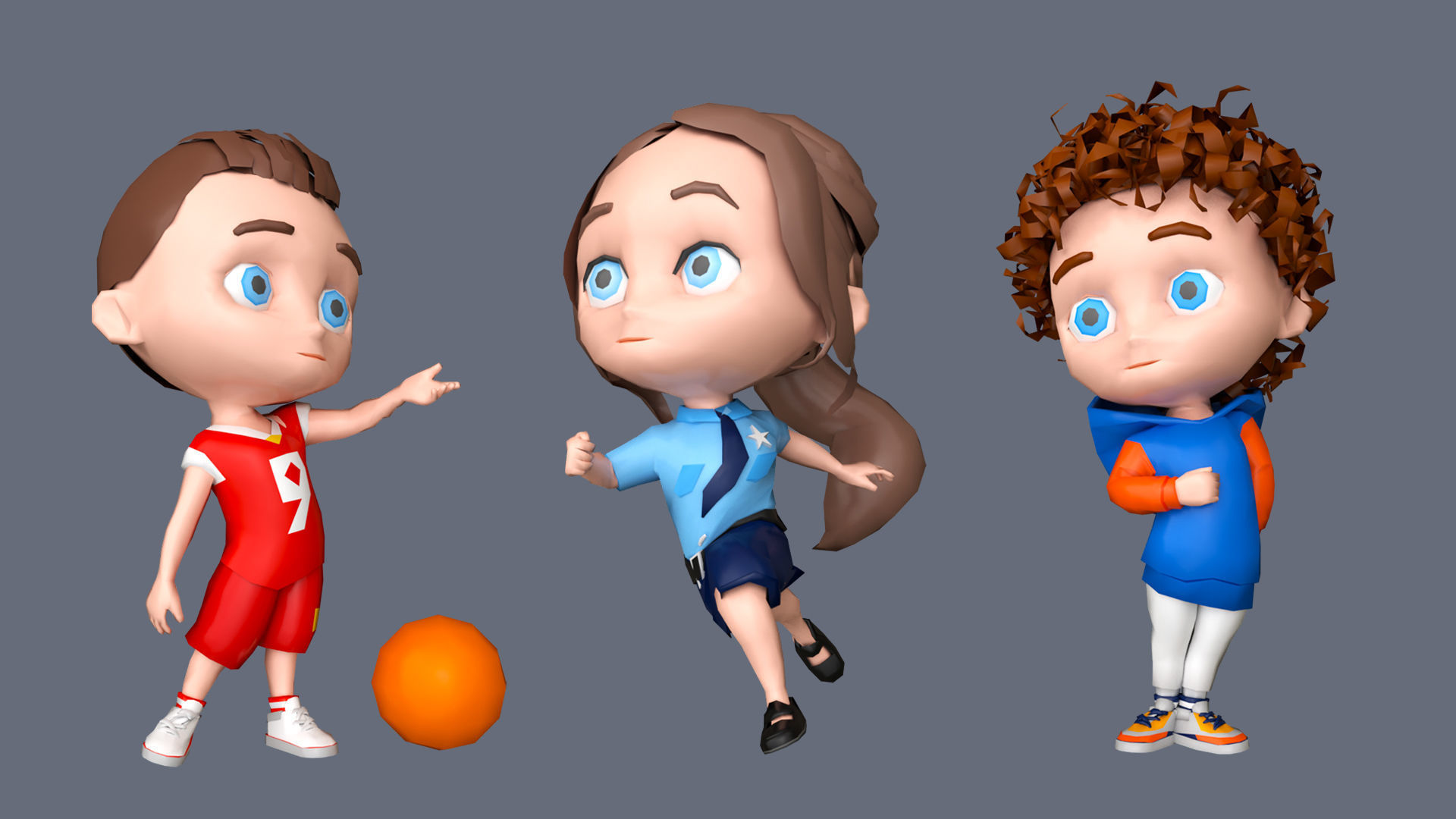Kids Characters Low-poly 3D model_21