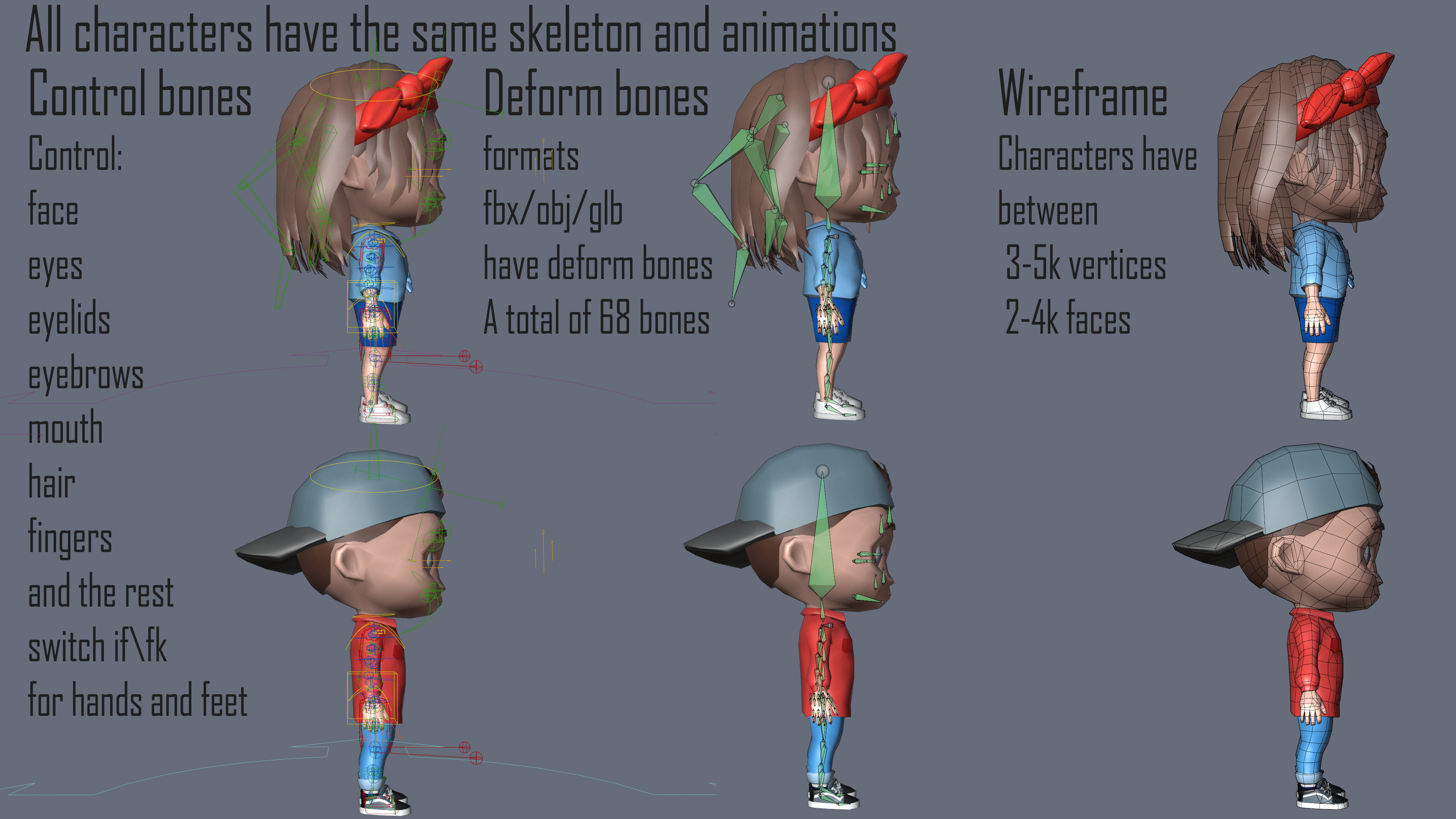 Kids Characters Low-poly 3D model_25