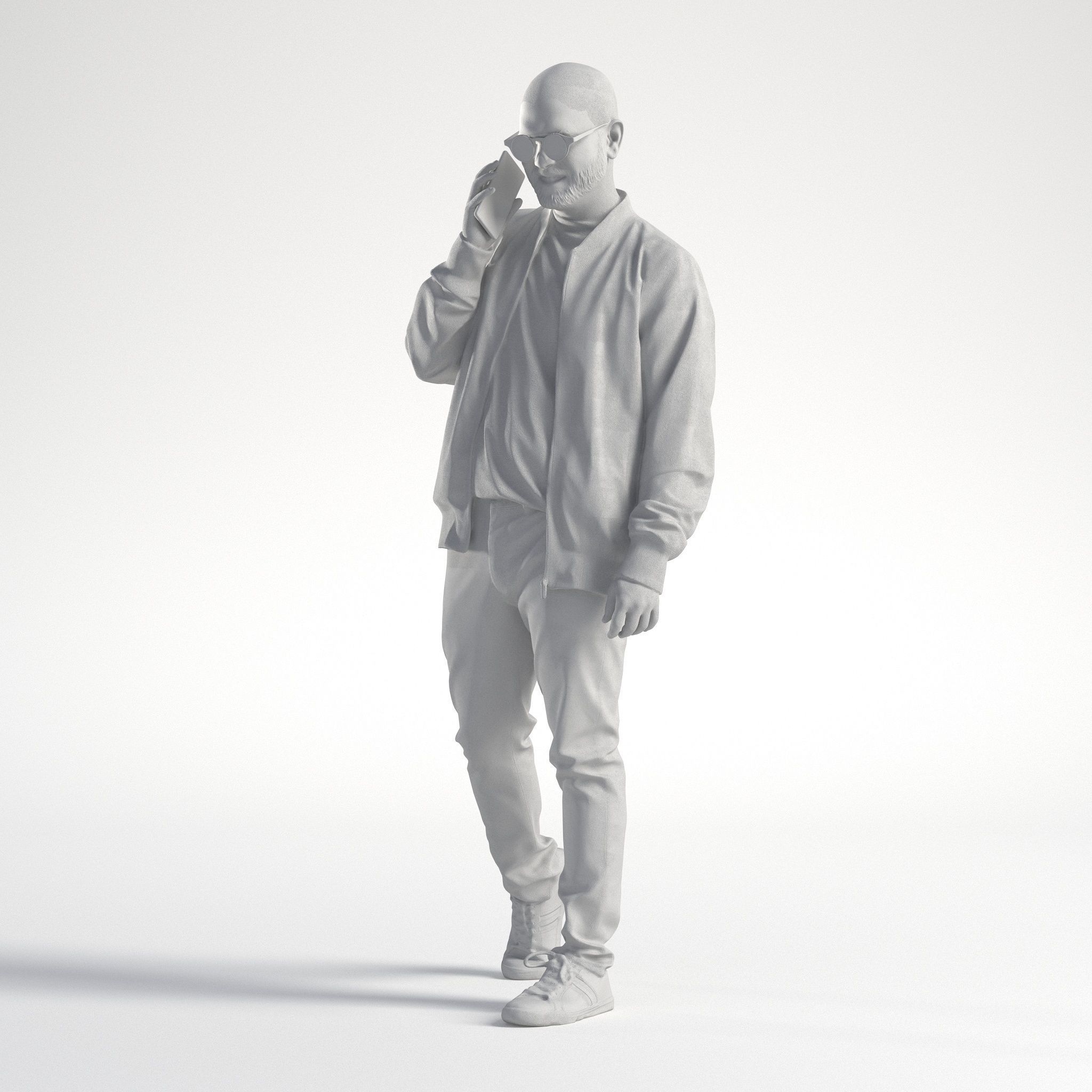 Man Casual Outfit Walking with Phone Low poly Nikhiel 1786 3D model_8