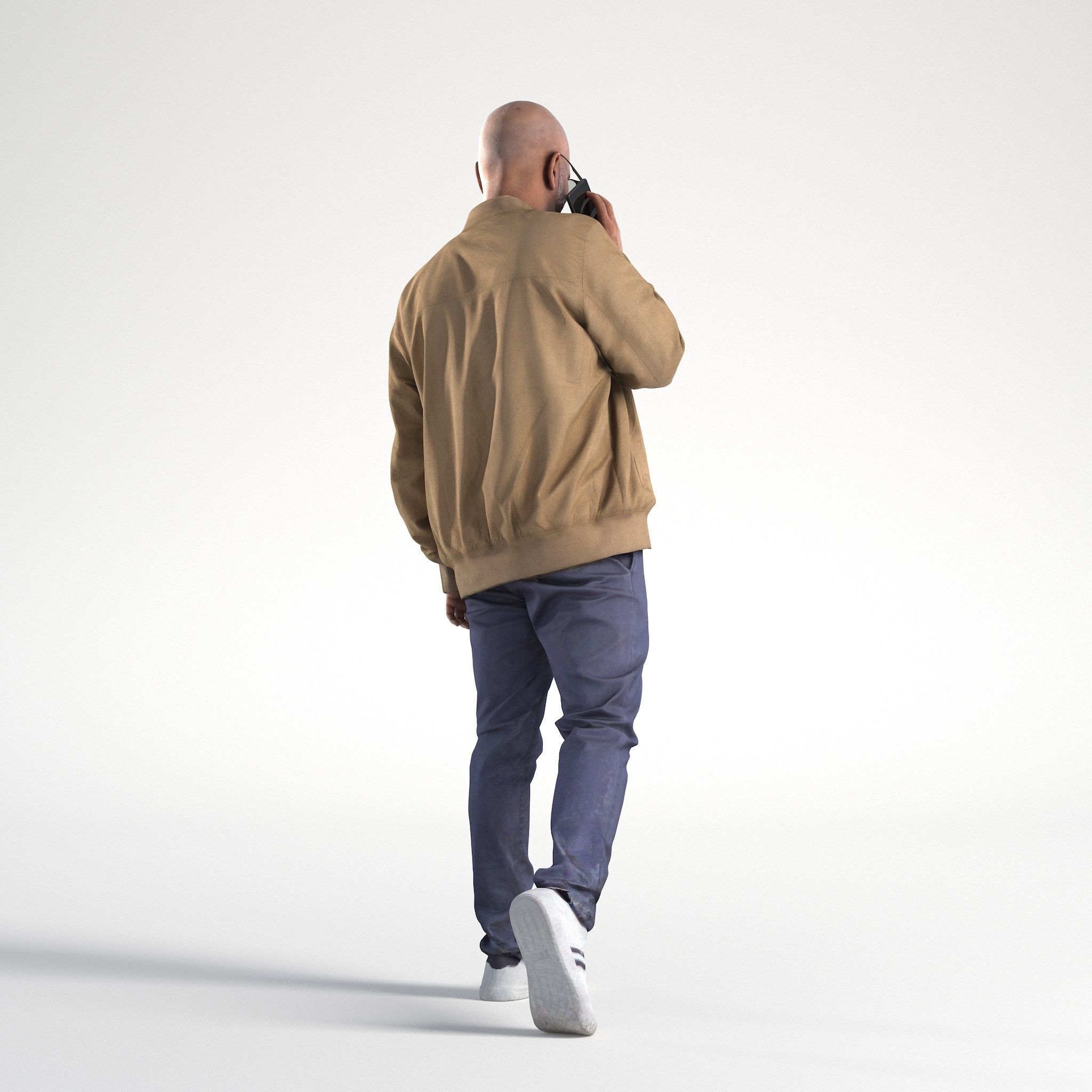 Man Casual Outfit Walking with Phone Low poly Nikhiel 1786 3D model_4