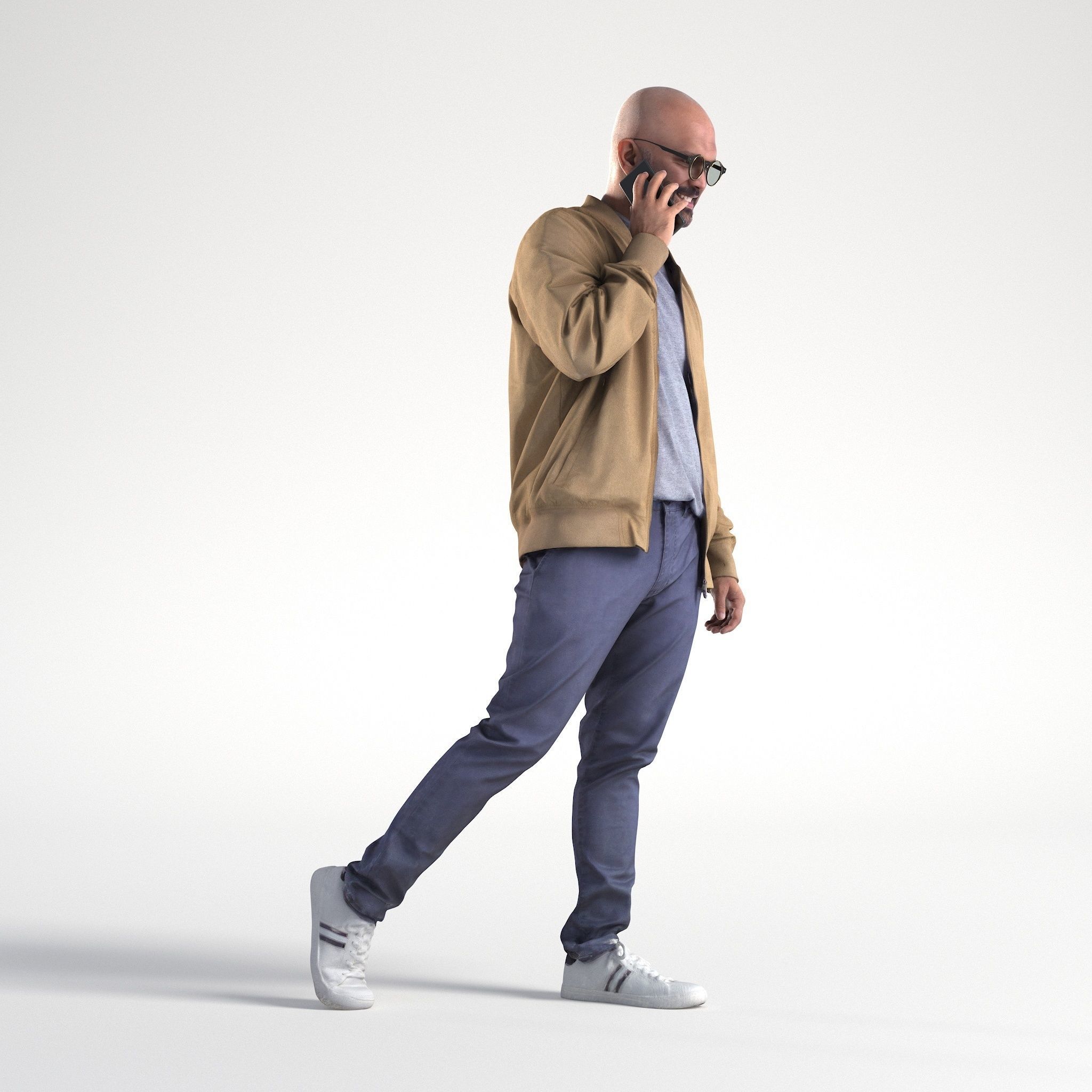 Man Casual Outfit Walking with Phone Low poly Nikhiel 1786 3D model_2