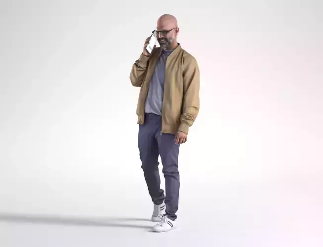 Man Casual Outfit Walking with Phone Low poly Nikhiel 1786