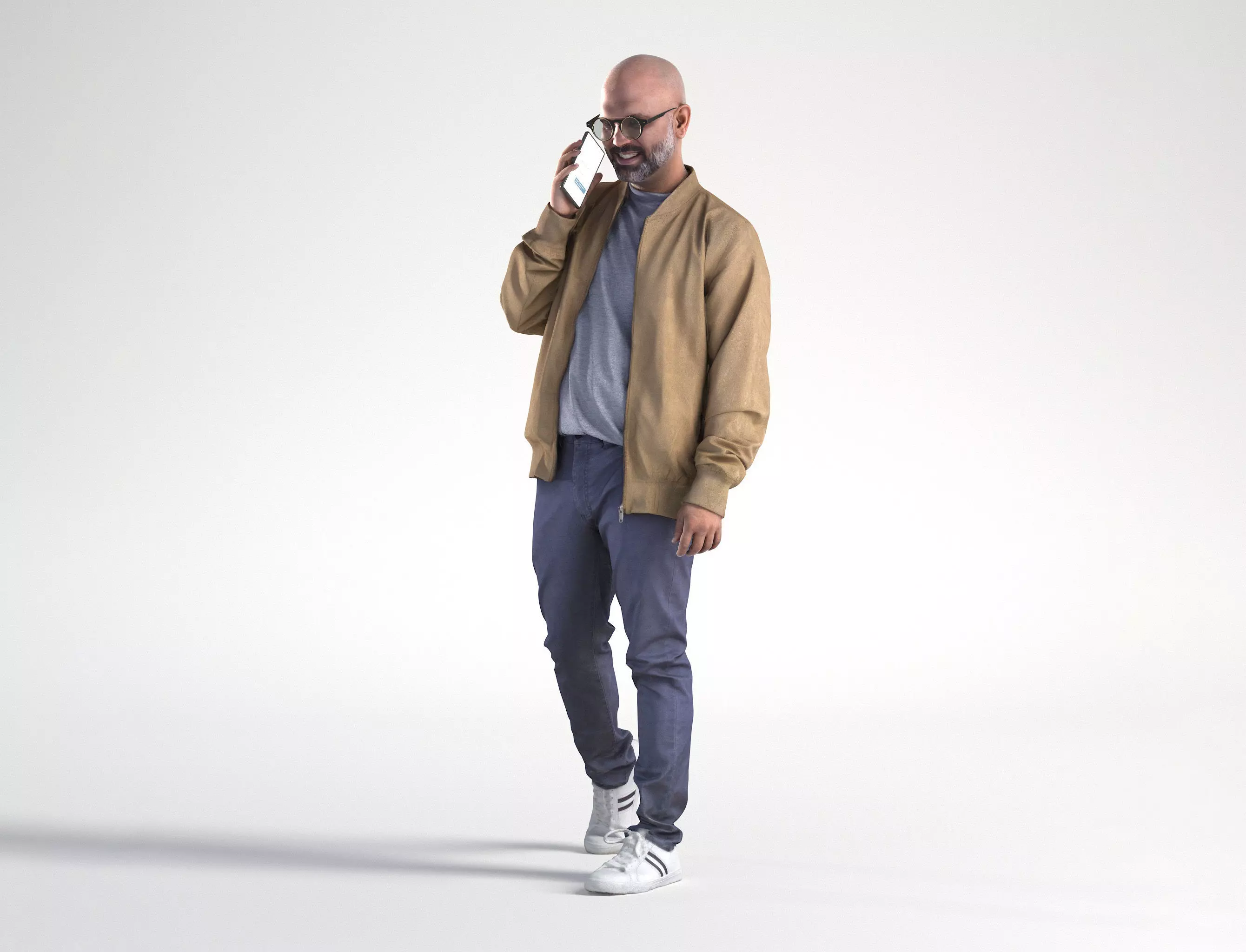 Man Casual Outfit Walking with Phone Low poly Nikhiel 1786 3D model_0