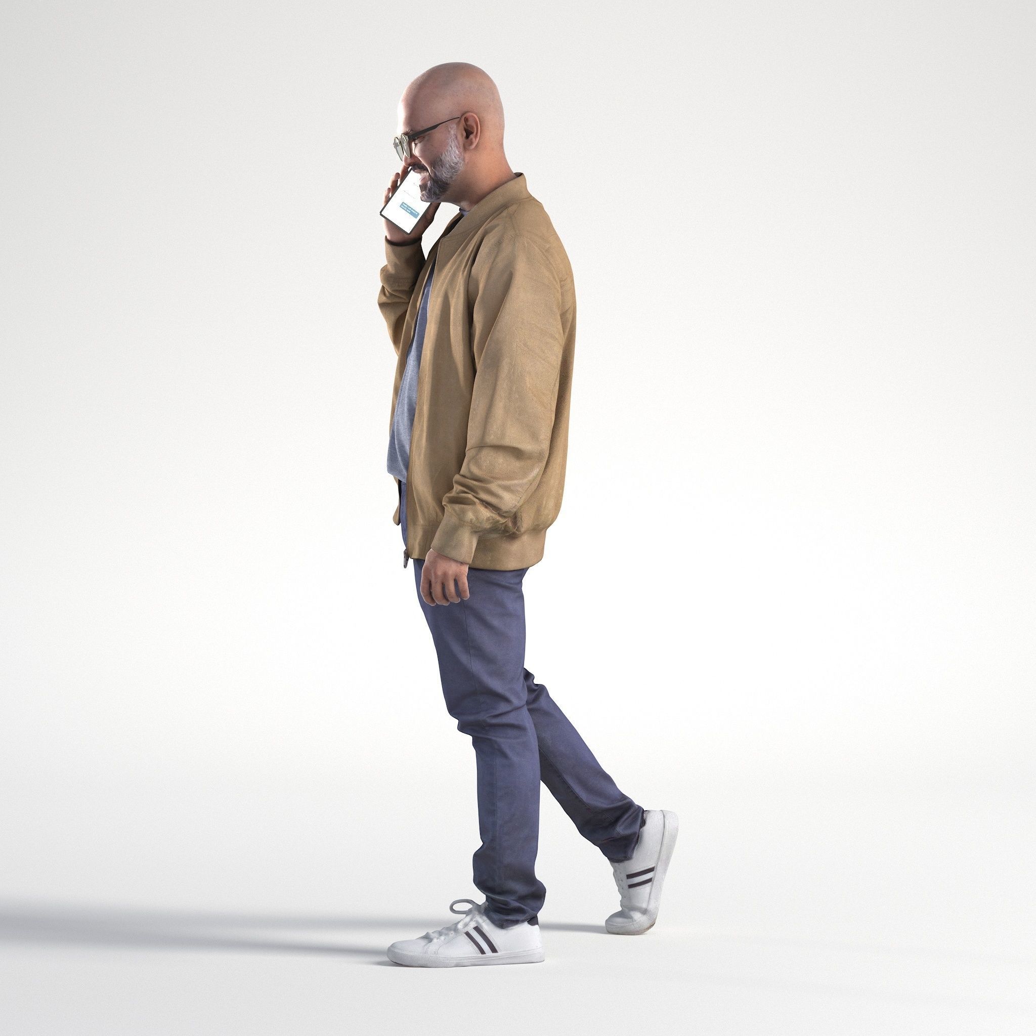 Man Casual Outfit Walking with Phone Low poly Nikhiel 1786 3D model_7